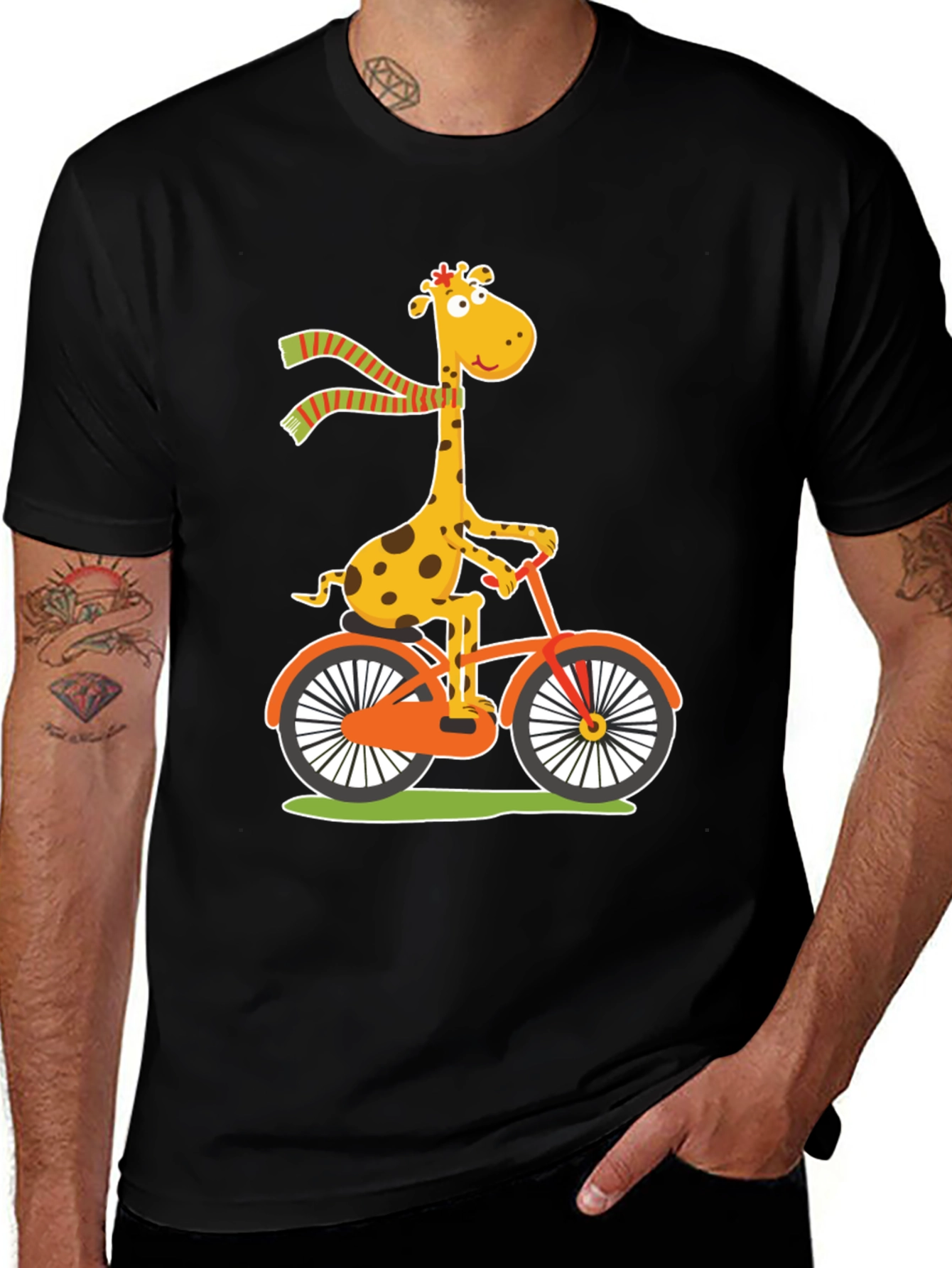 Variant 29 of Giraffe on Bike Graphic Tee - Fun & Stylish