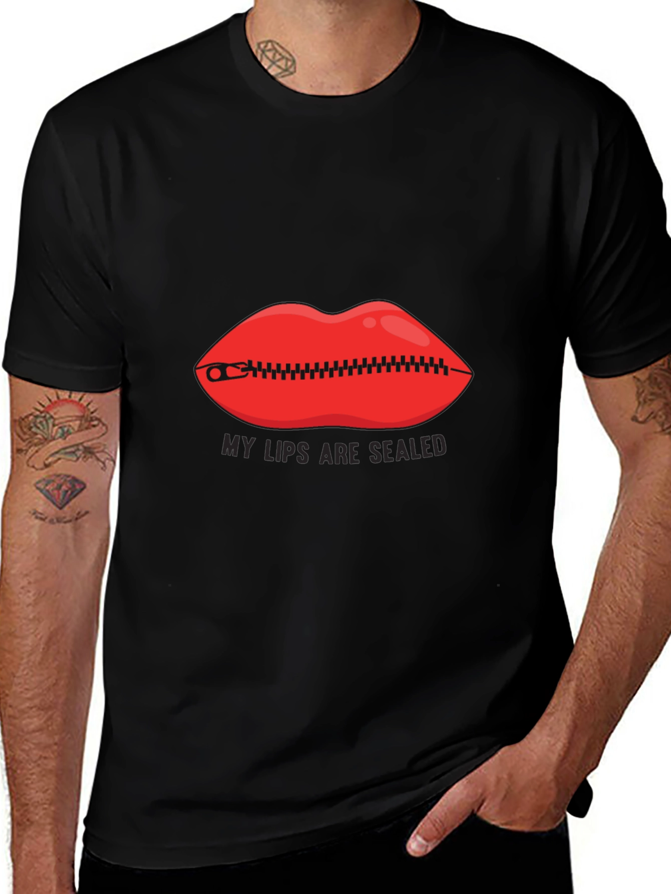 Variant 11 of My Lips Are Sealed Graphic Tee - Funny Novelty Shirt