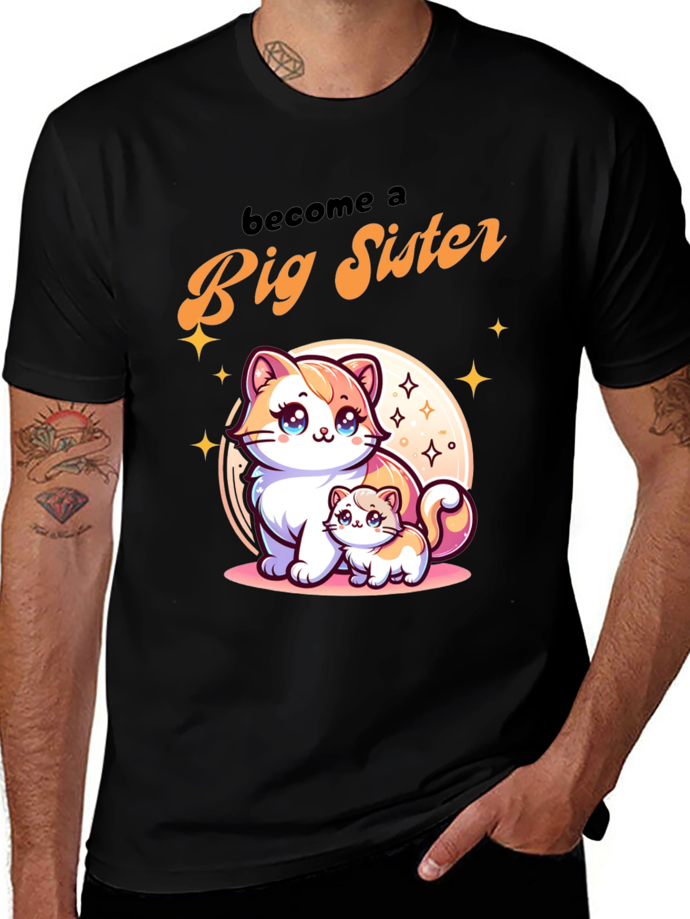 Black Big Sister Cat T-Shirt main image