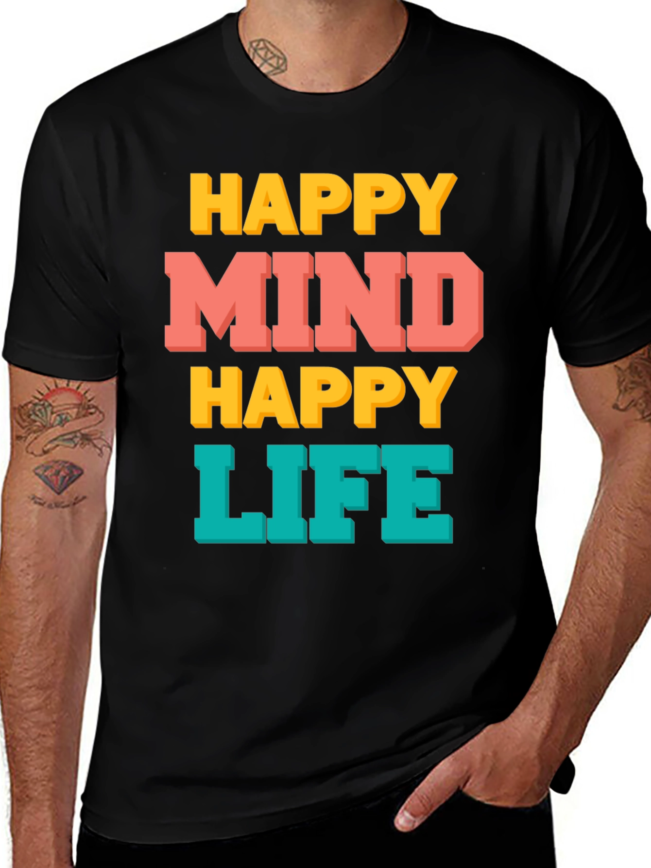 Variant 19 of Happy Mind Happy Life Graphic T-Shirt