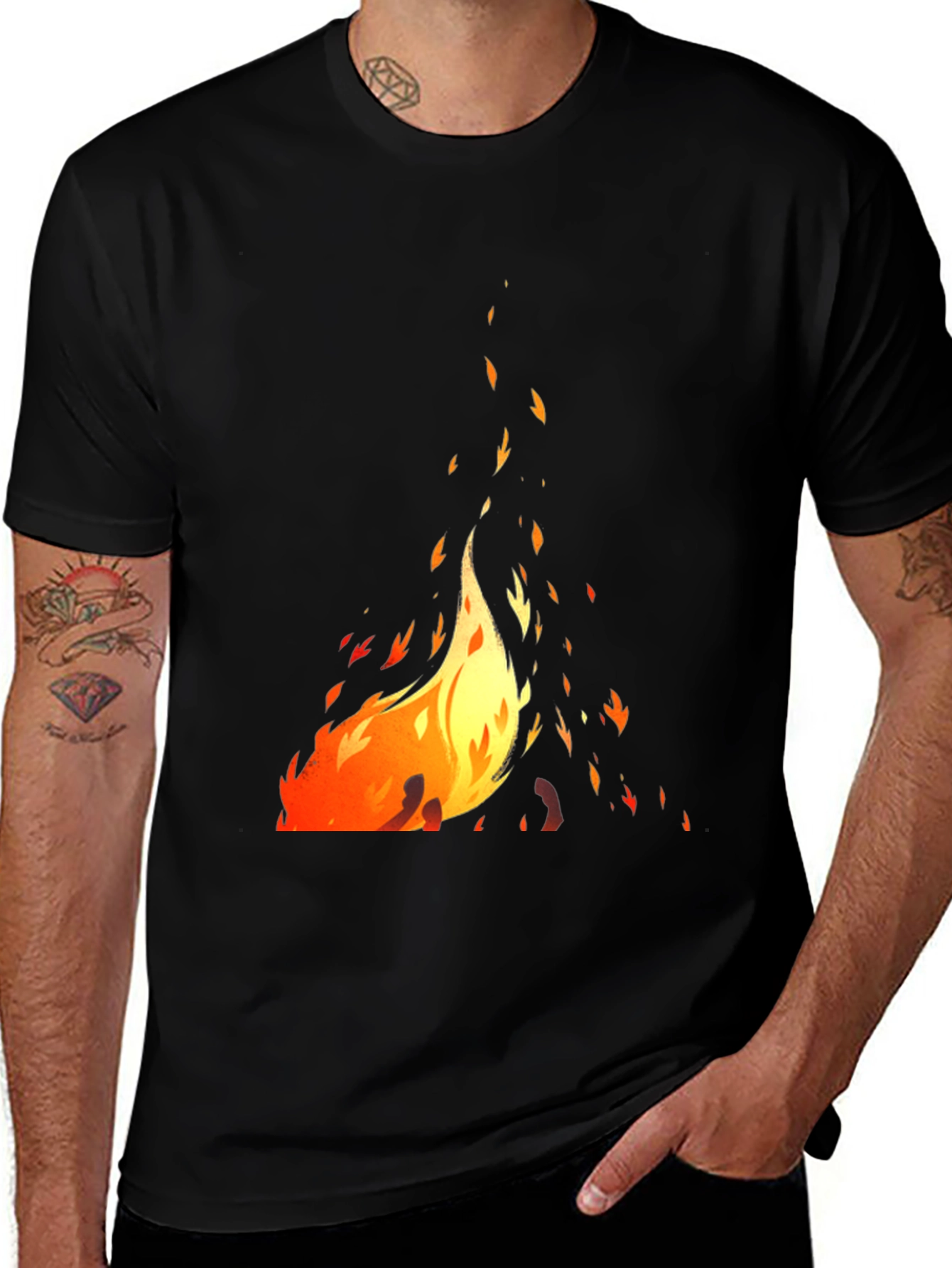 Variant 29 of Fiery Graphic Black T-Shirt