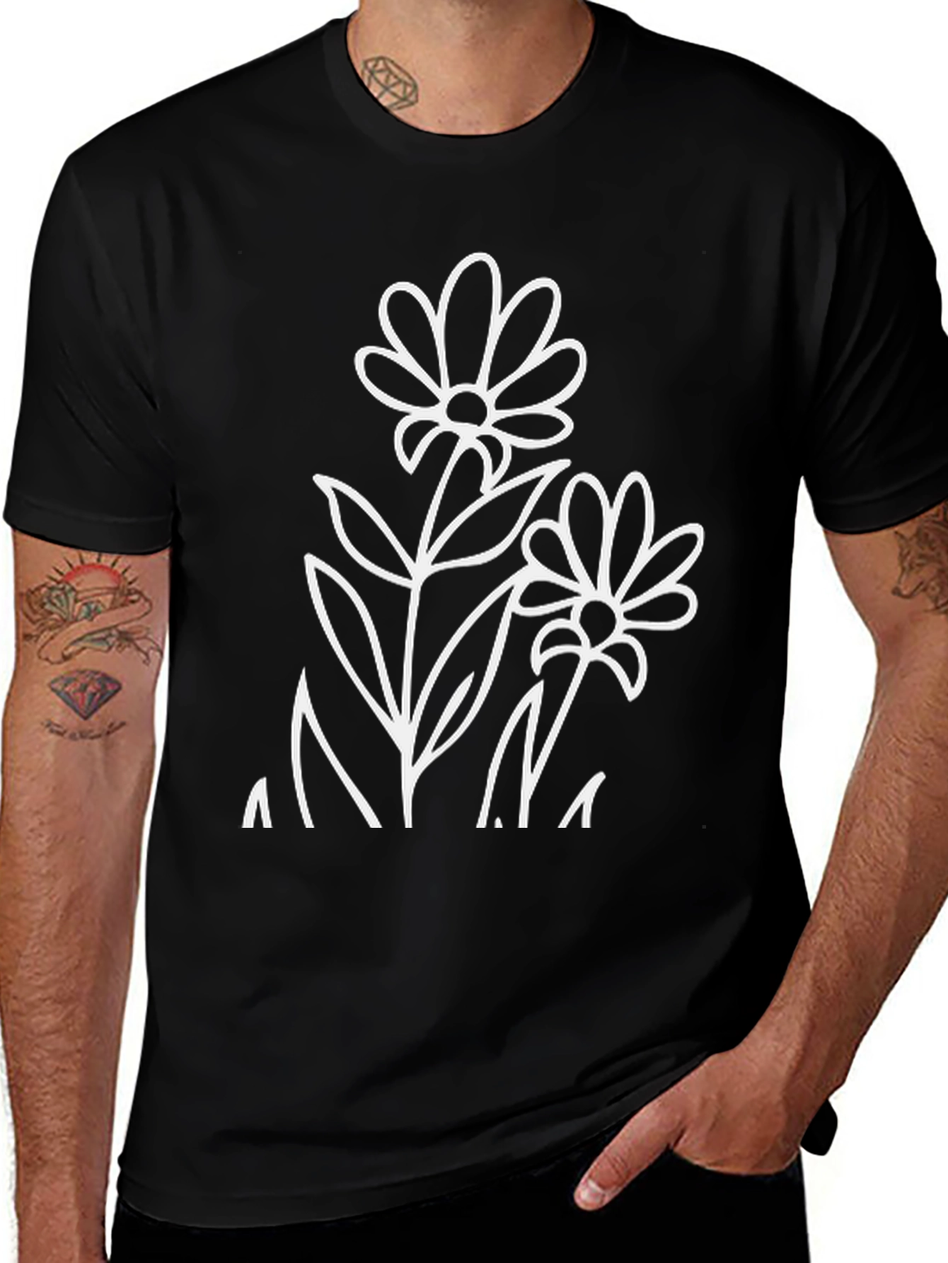Variant 29 of Black Floral Graphic T-Shirt