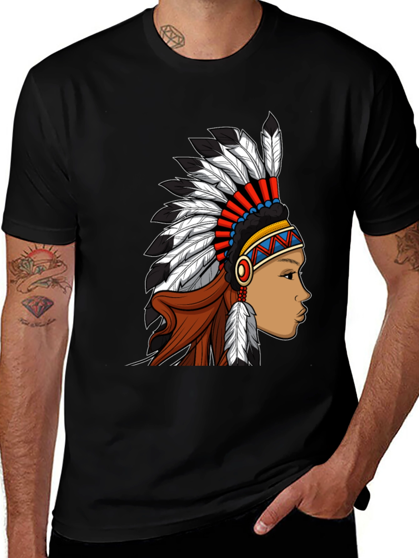 Native American Headdress Graphic T-Shirt
