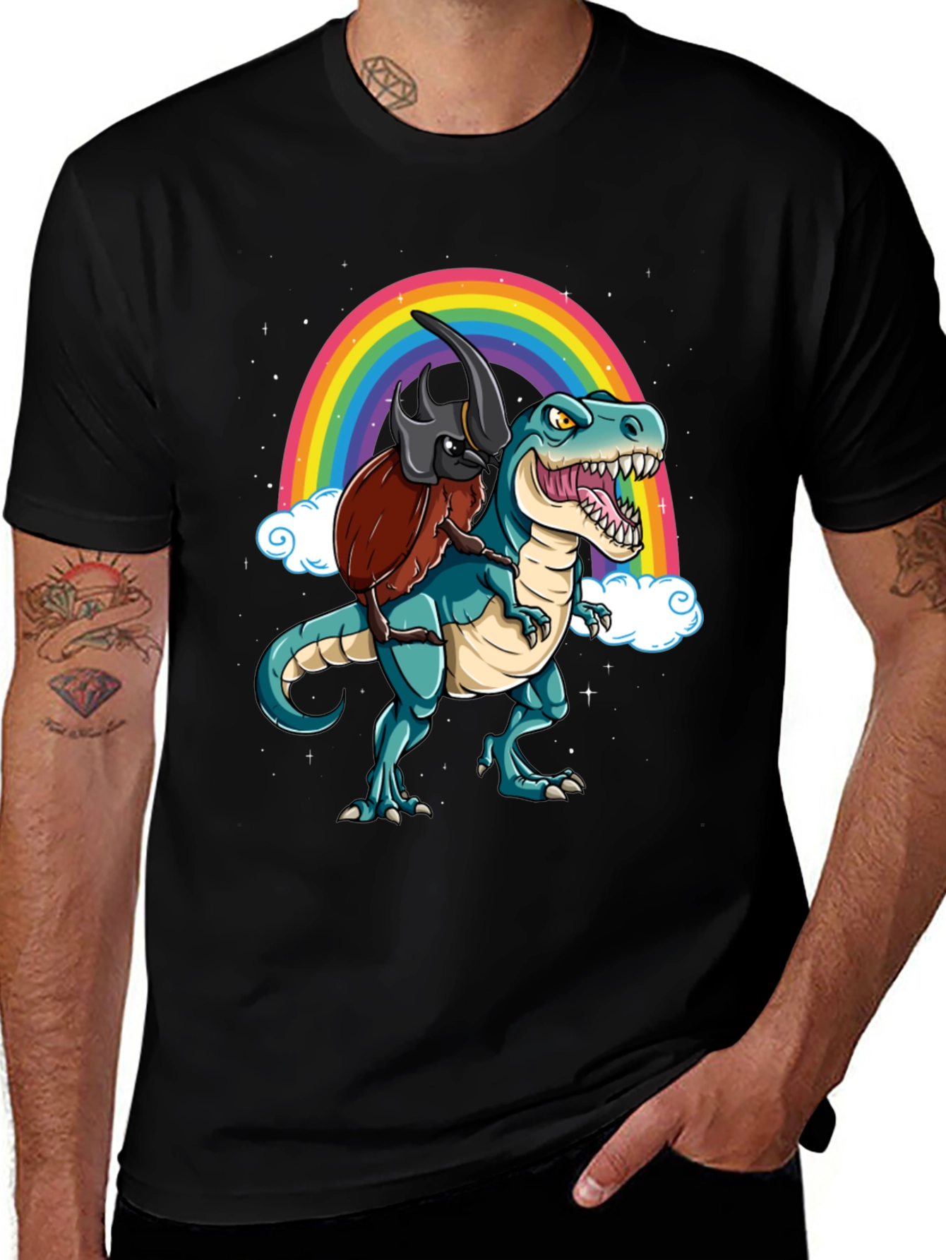 Variant 18 of Dino & Beetle Rainbow T-Shirt