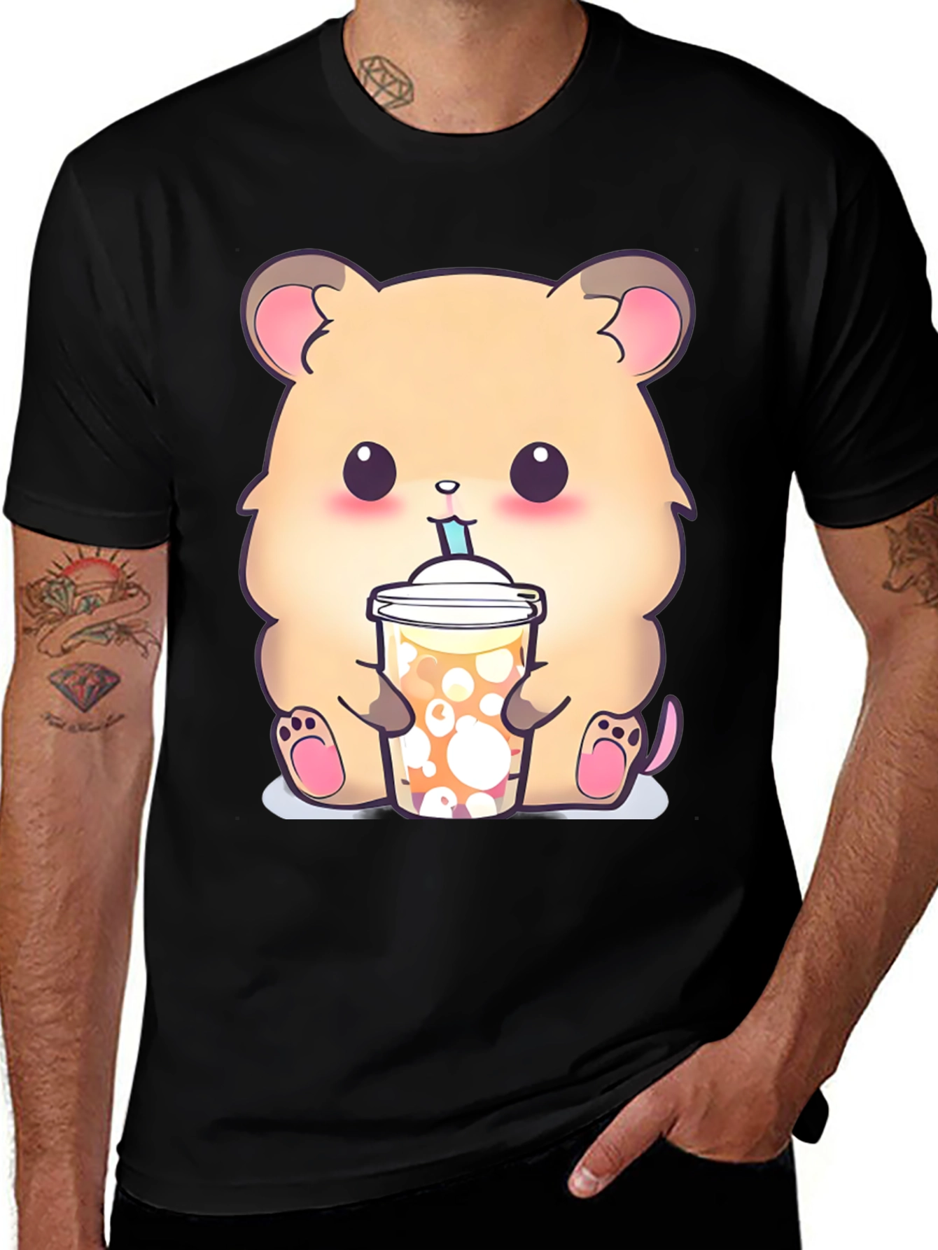 Variant 9 of Cute Hamster Boba Tea Graphic T-Shirt