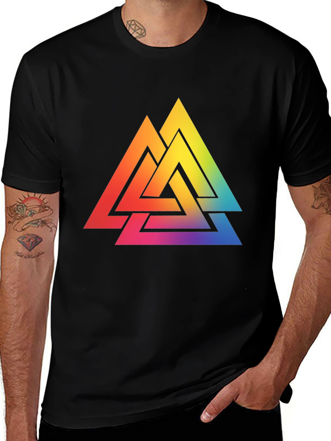 Rainbow Valknut T-Shirt - Norse Viking Symbol