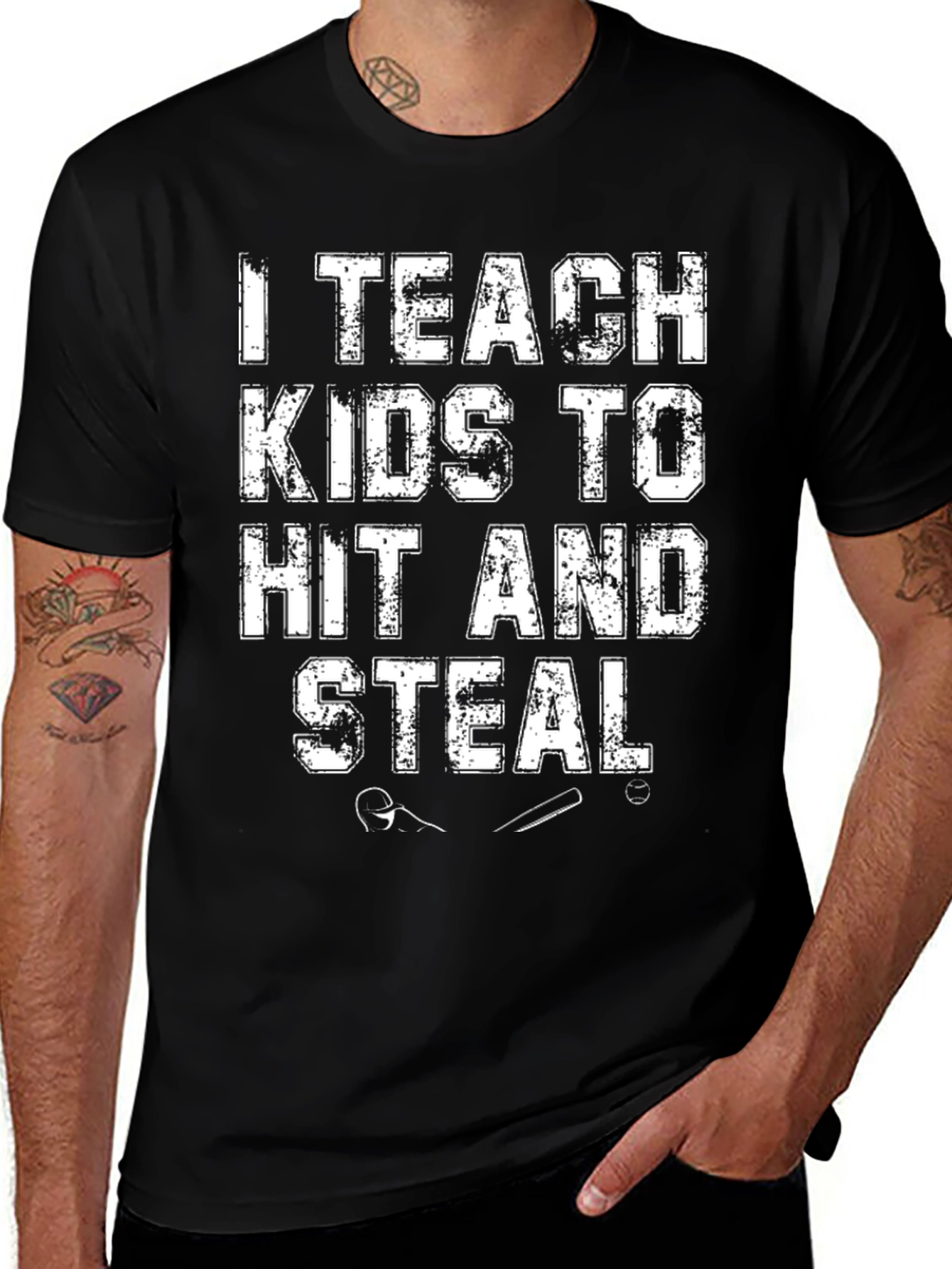 Variant 24 of I Teach Kids to Hit and Steal T-Shirt - Baseball Coach Tee