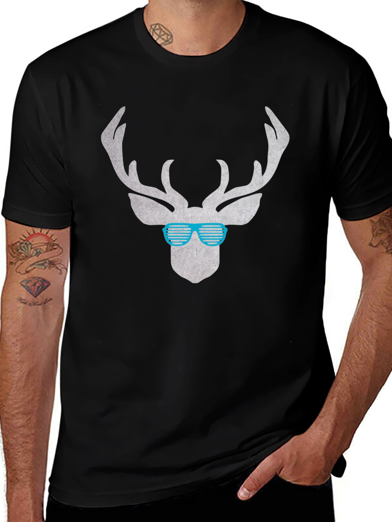 Variant 9 of Cool Deer Graphic Tee - Black Casual Shirt