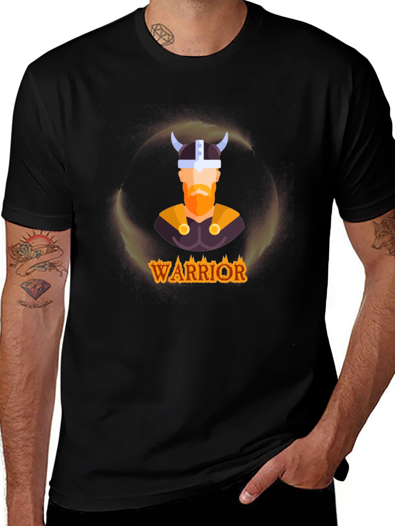 Variant 30 of Warrior Viking Graphic Tee - Black T-Shirt