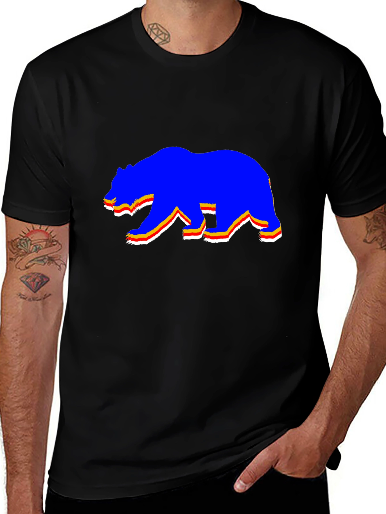 Variant 25 of Bear Graphic Tee - Men's Black T-Shirt