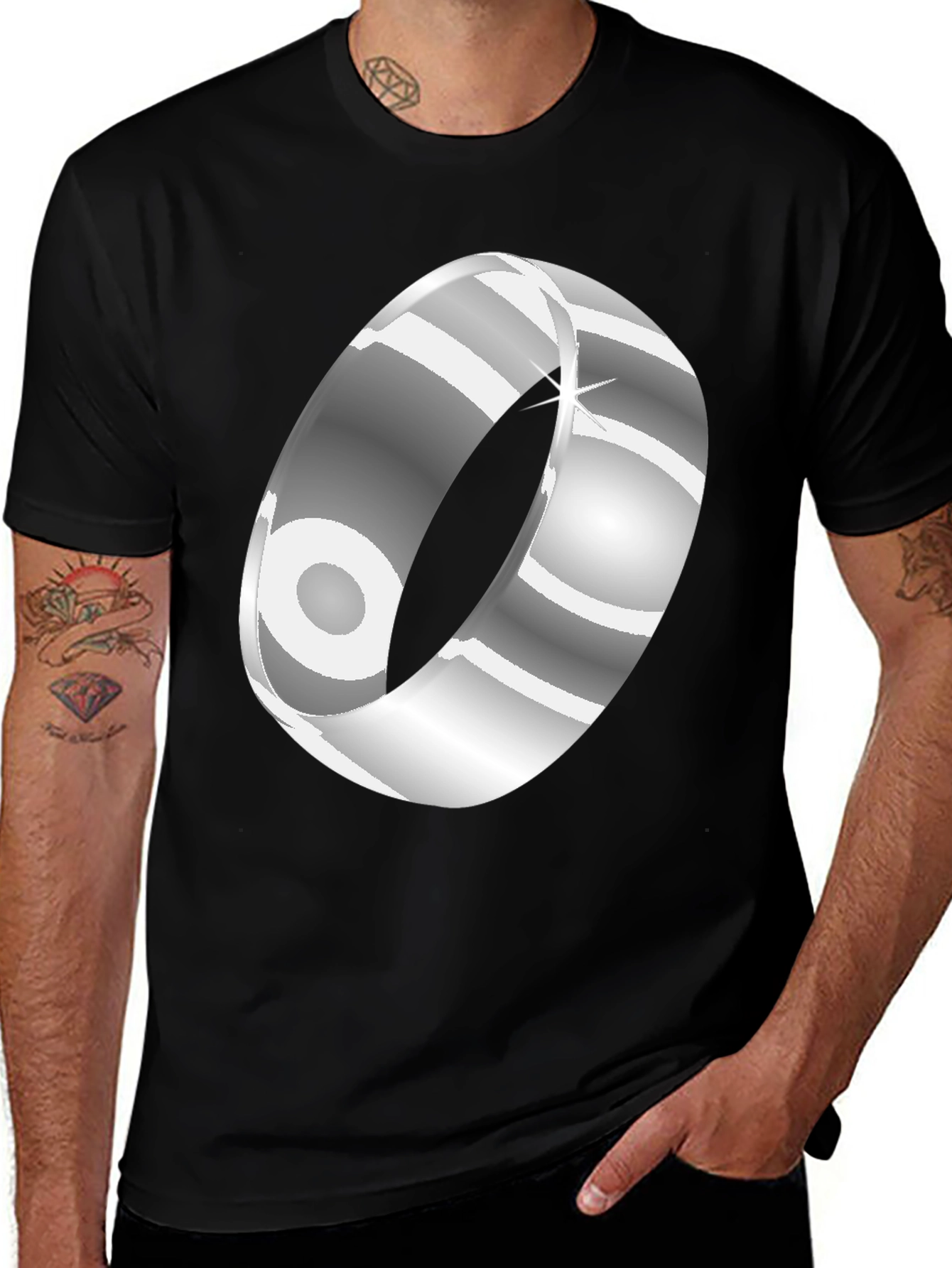 Variant 15 of Ring Graphic Men's Black T-Shirt