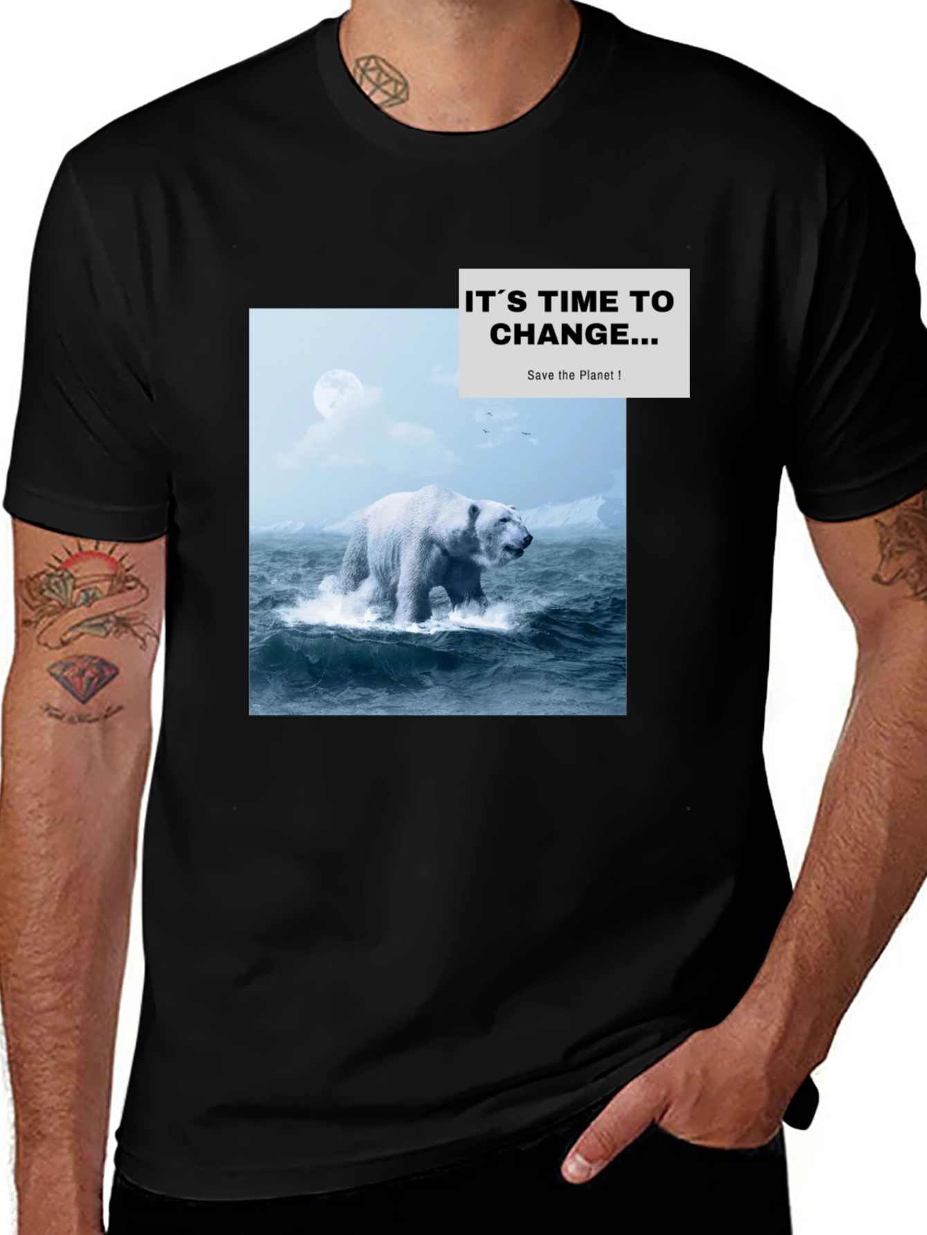 Variant 28 of Eco-Conscious Polar Bear Graphic T-Shirt