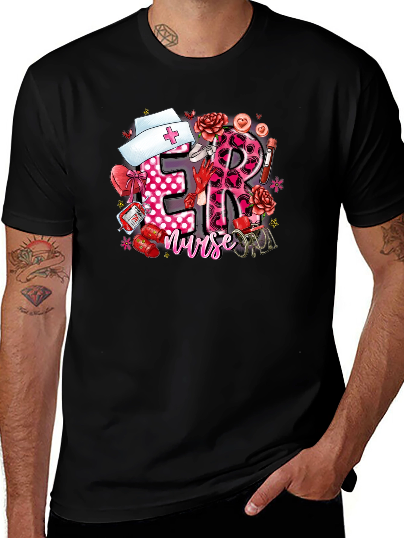 Variant 23 of ER Nurse Valentine's T-Shirt - Black