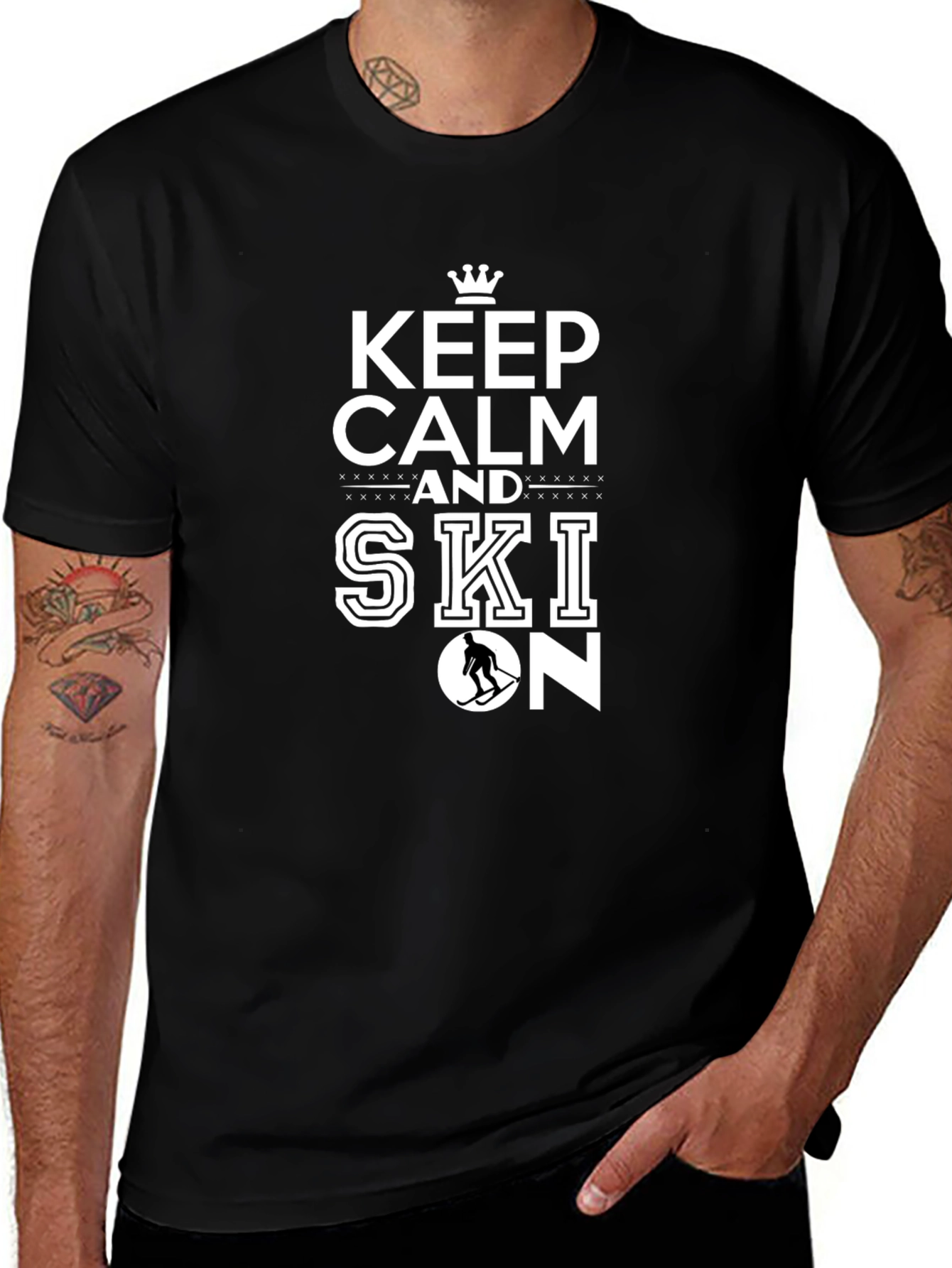 Variant 29 of Keep Calm and Ski On Black T-Shirt