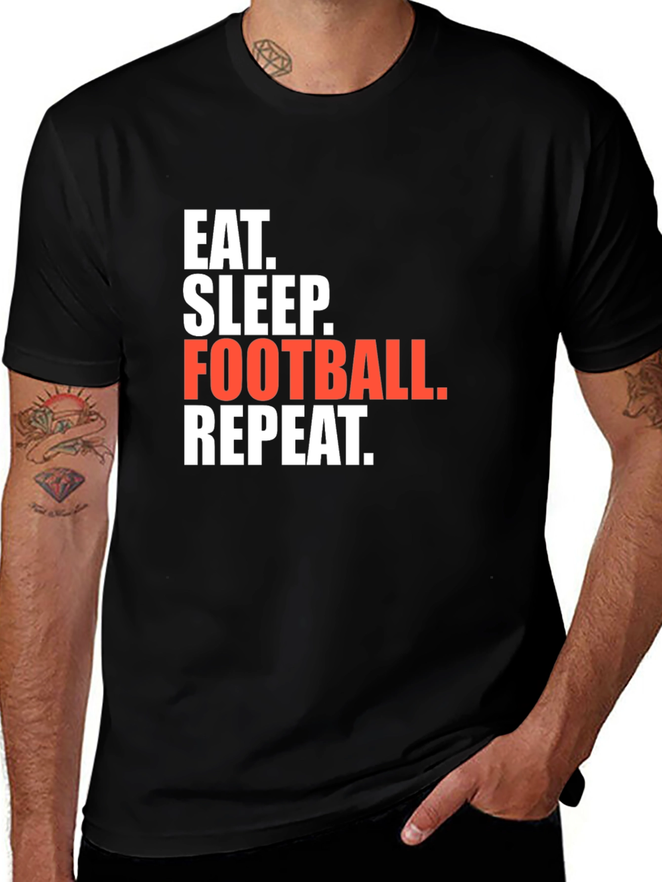 Variant 19 of Eat Sleep Football Repeat Black Graphic T-Shirt