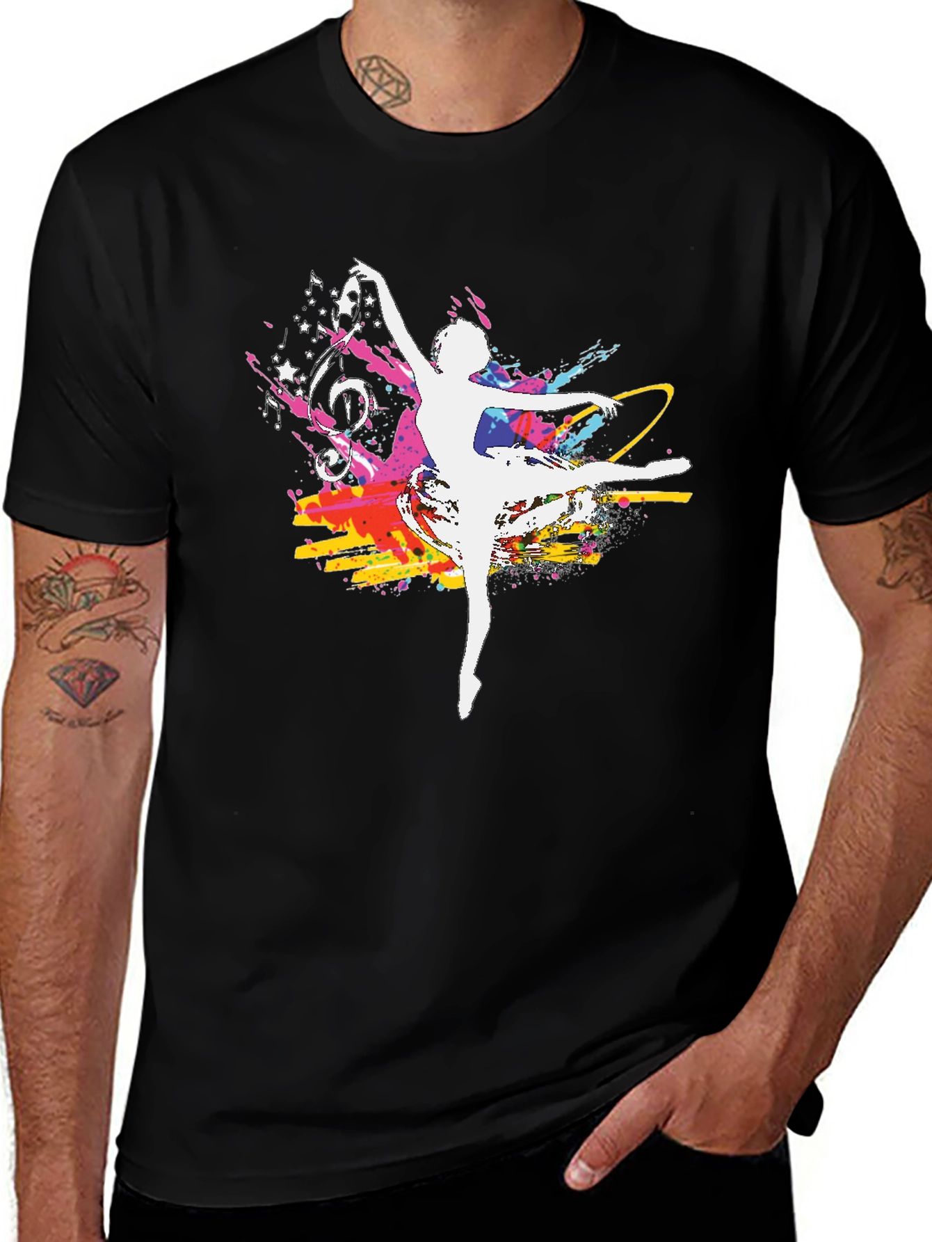 Variant 16 of Ballet Dancer Graphic Tee - Artsy Black T-Shirt