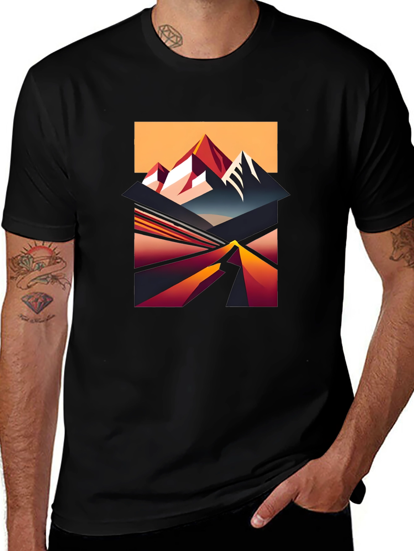 Variant 27 of Abstract Mountain Graphic Tee - Modern Outdoor Style