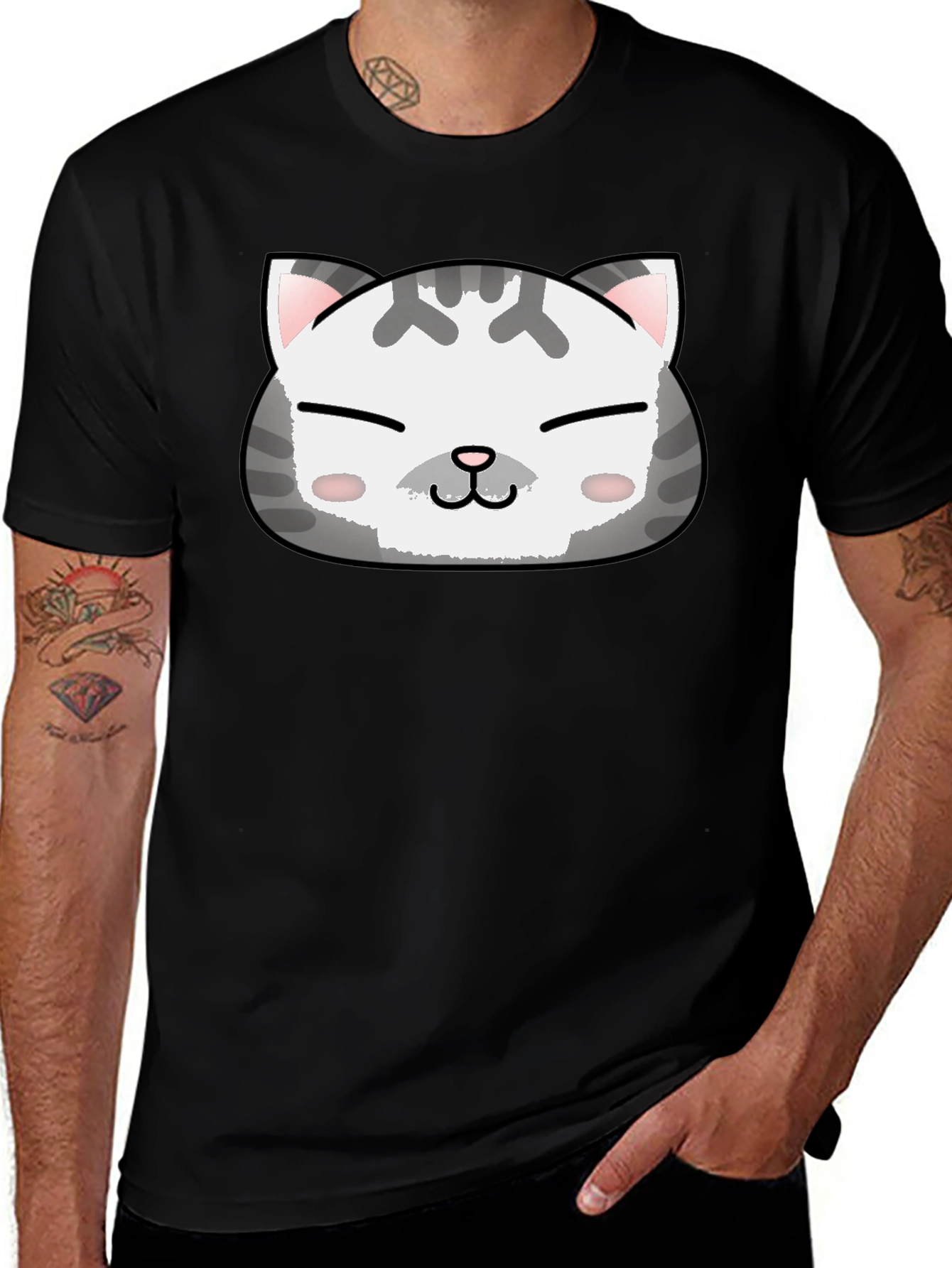 Variant 16 of Cute Cat Graphic Tee - Unisex Black T-Shirt