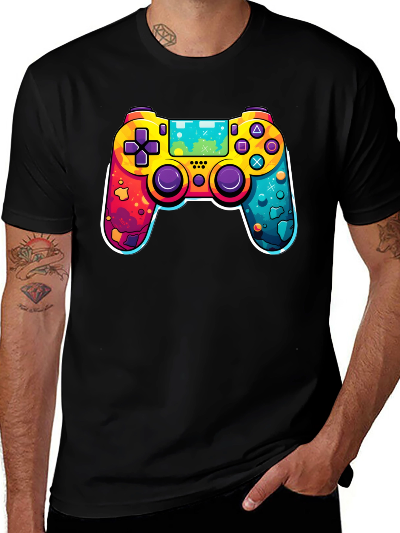 Variant 16 of Colorful Gaming Controller Graphic Tee