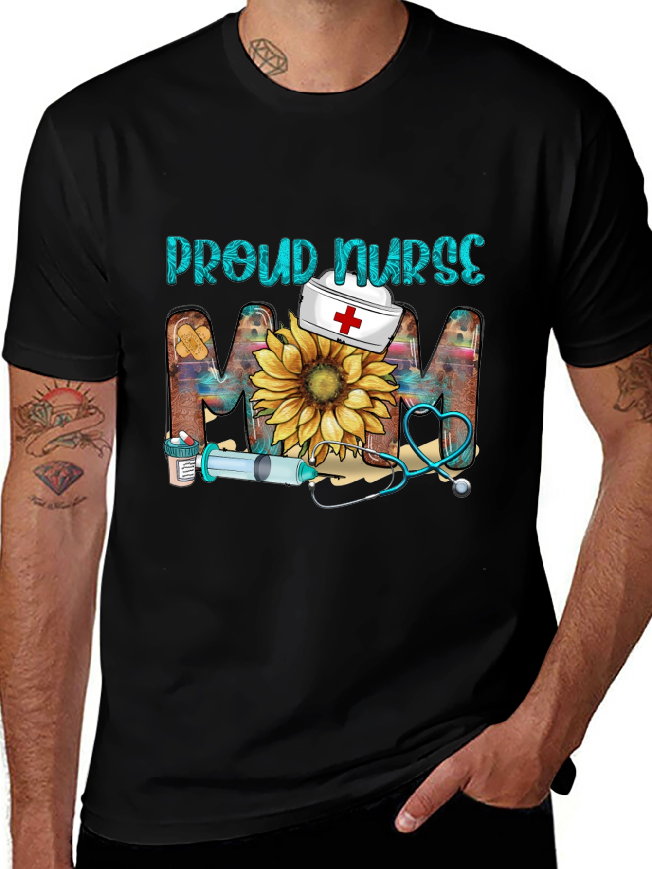Variant 24 of Proud Nurse Mom T-Shirt - Floral Design