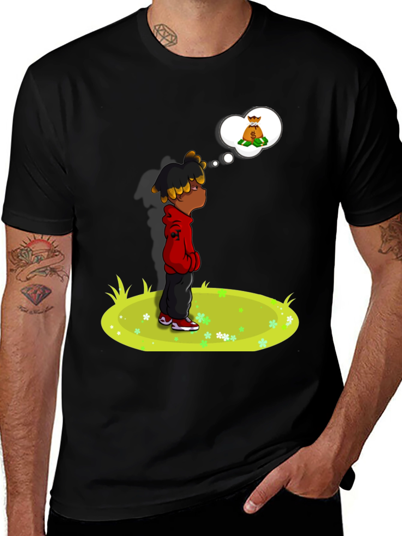 Variant 16 of Cartoon Graphic Tee - Black