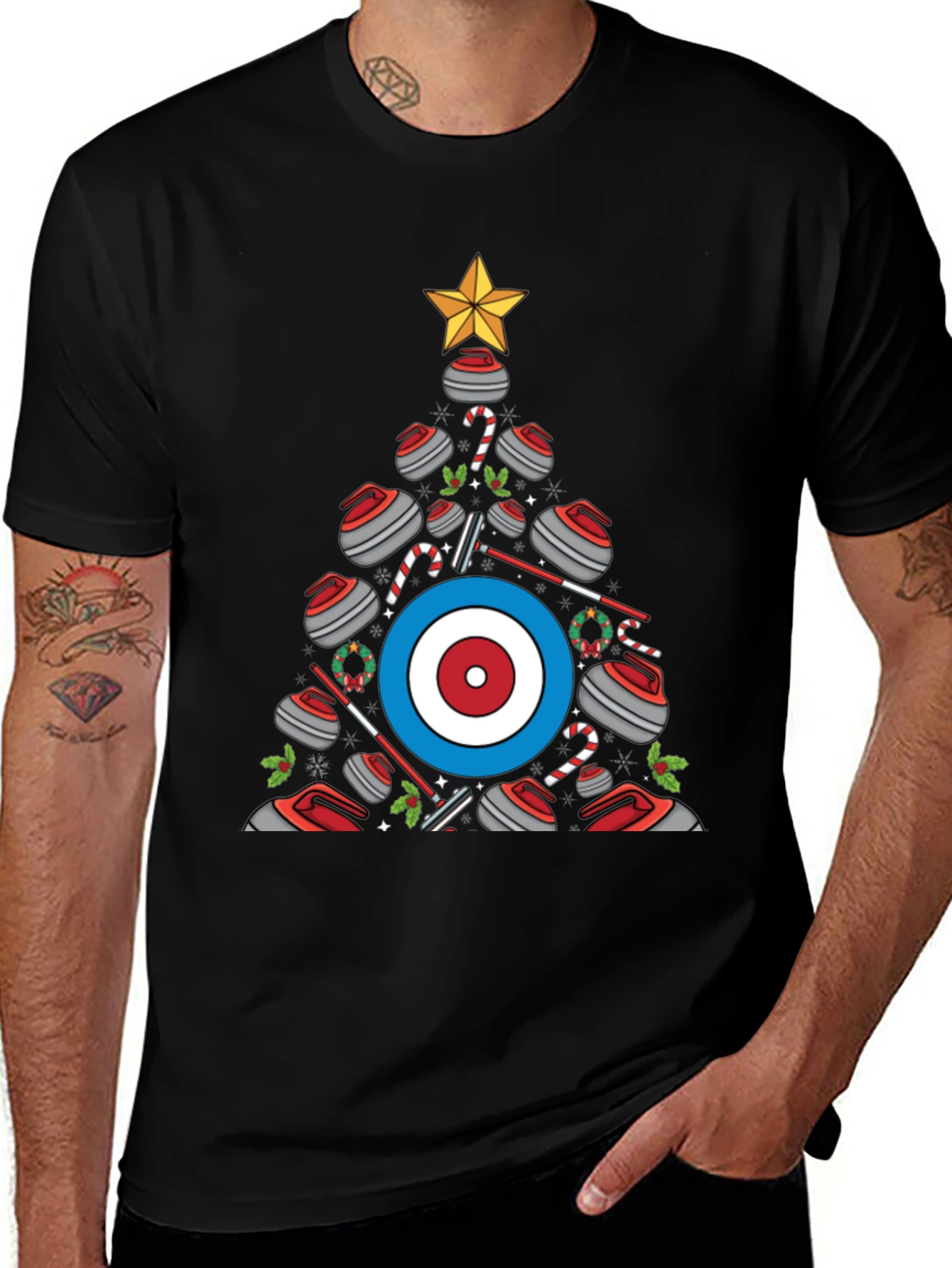 Variant 14 of Curling Christmas Tree T-Shirt