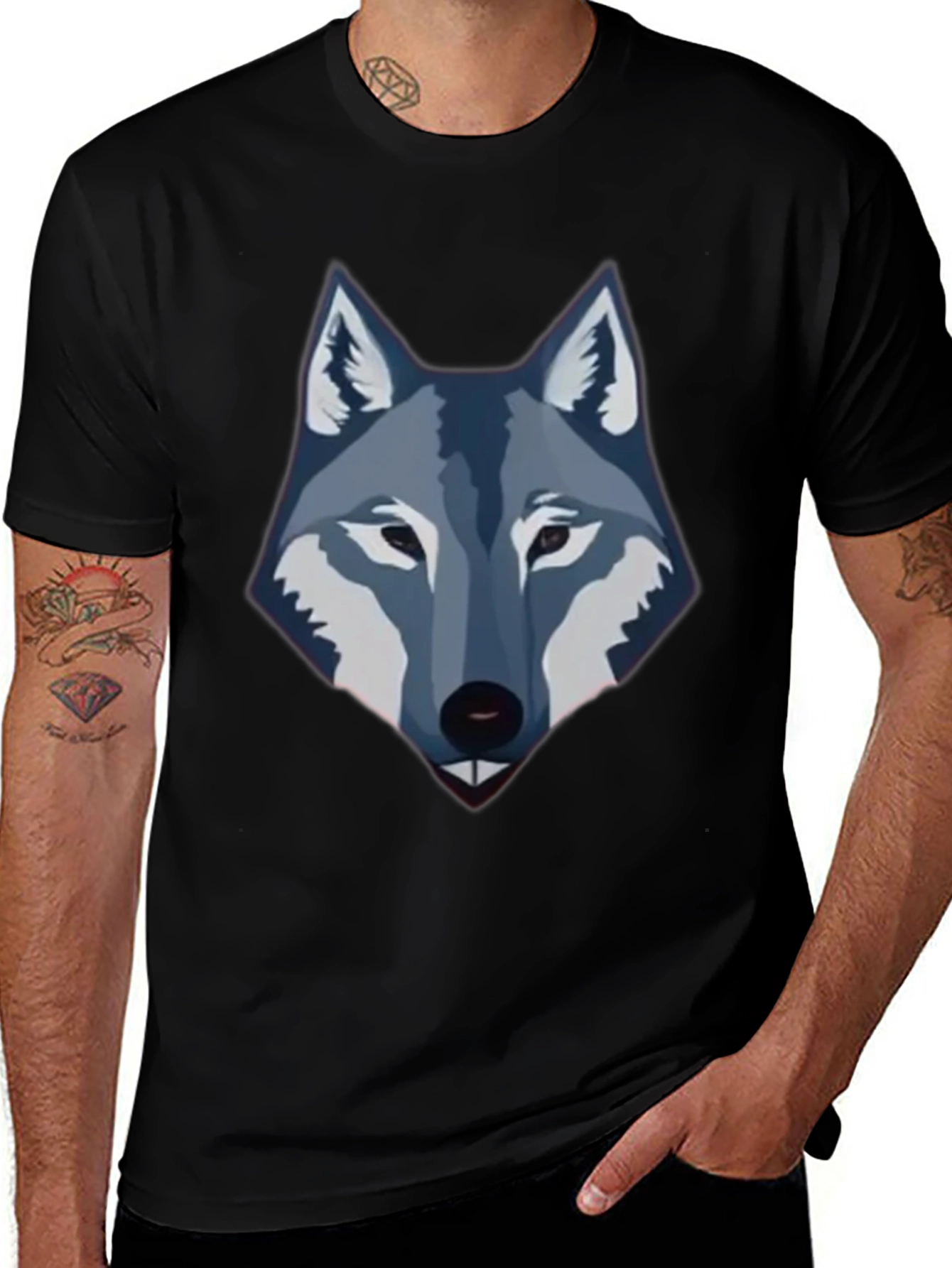 Variant 26 of Men's Black Wolf Graphic Tee