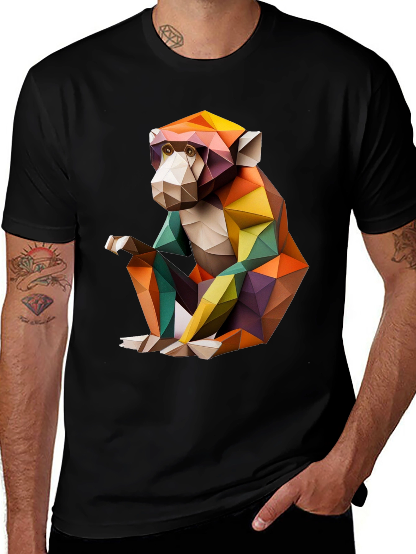 Variant 30 of Geometric Monkey Graphic Tee - Modern Art Shirt