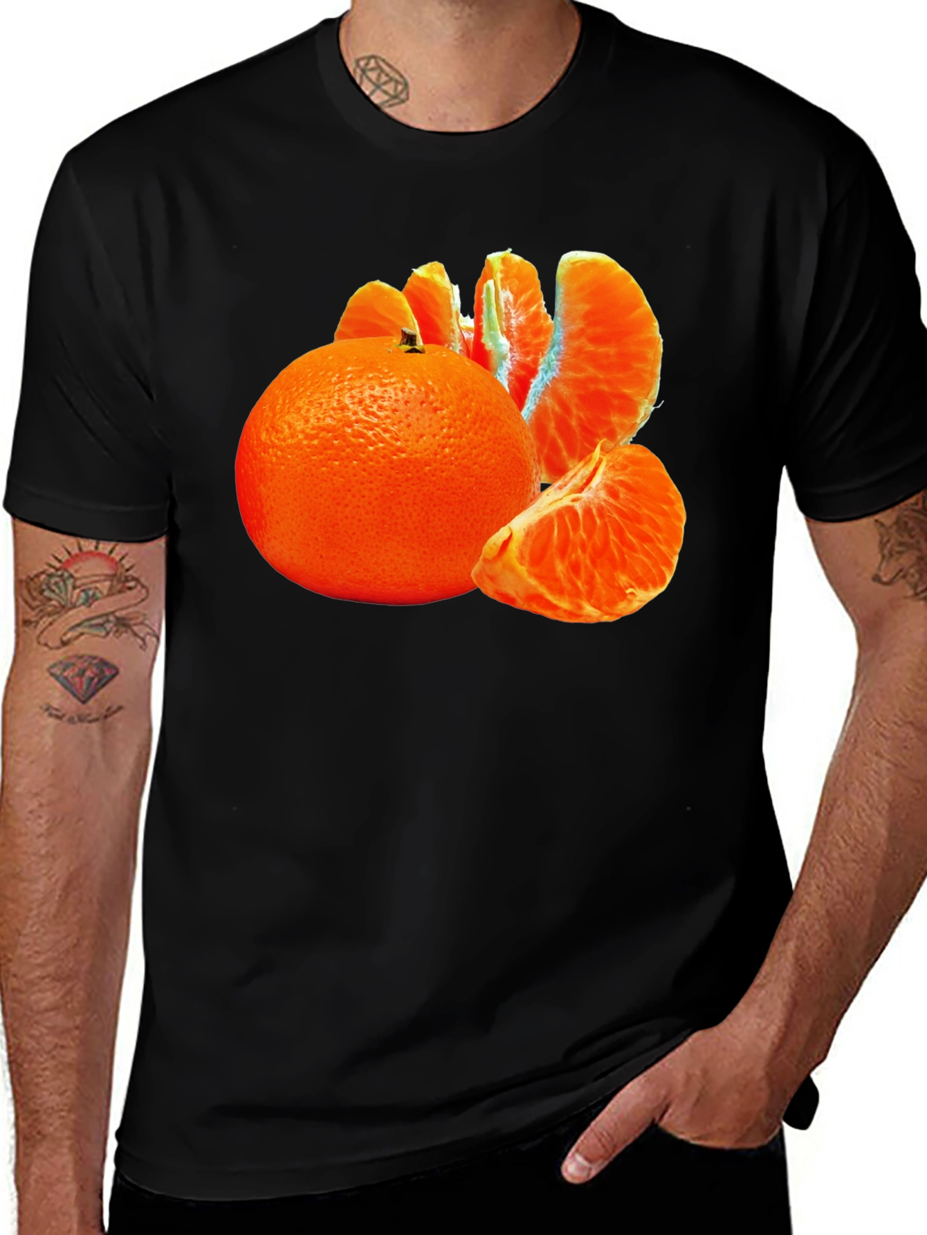 Variant 21 of Orange Fruit Graphic Black T-Shirt