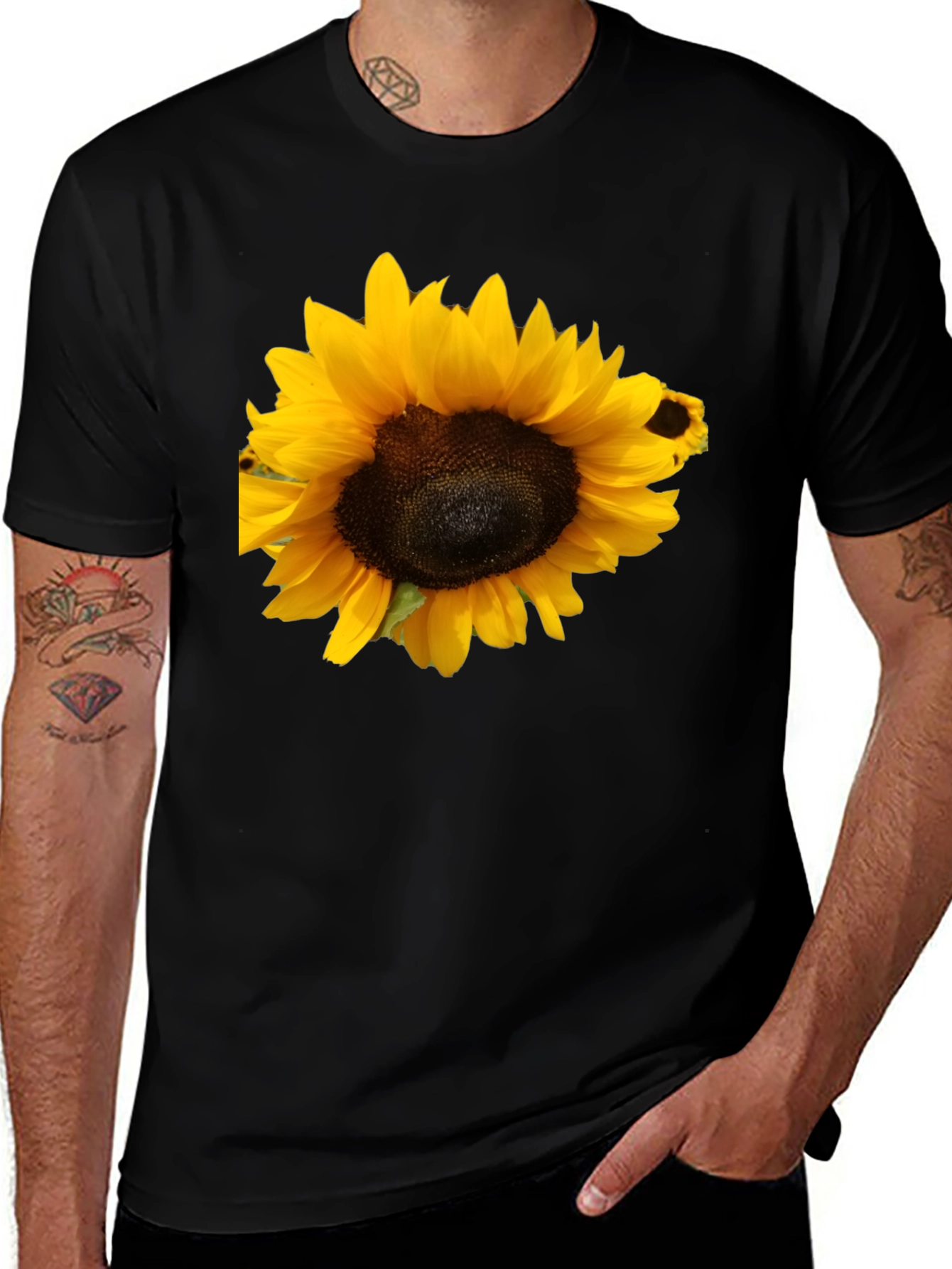 Variant 14 of Sunflower Graphic Tee - Classic Black Cotton Shirt