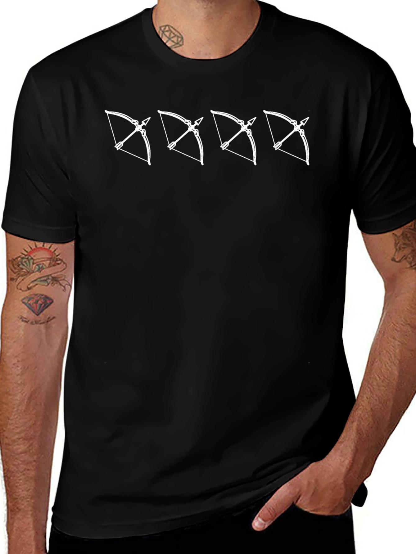 Variant 5 of Bow and Arrow Graphic Tee - Black Cotton T-Shirt