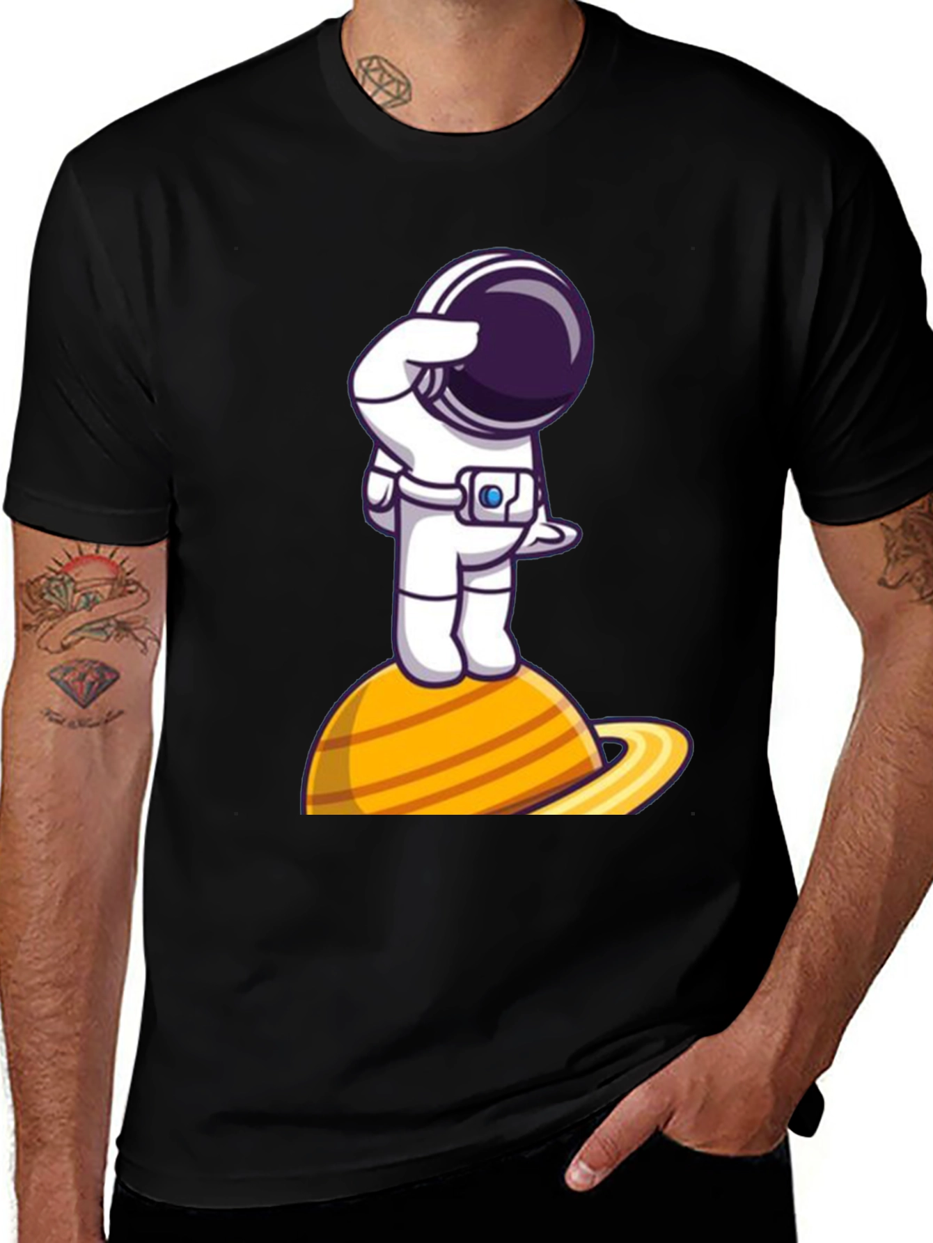 Variant 22 of Astronaut on Saturn Graphic Tee