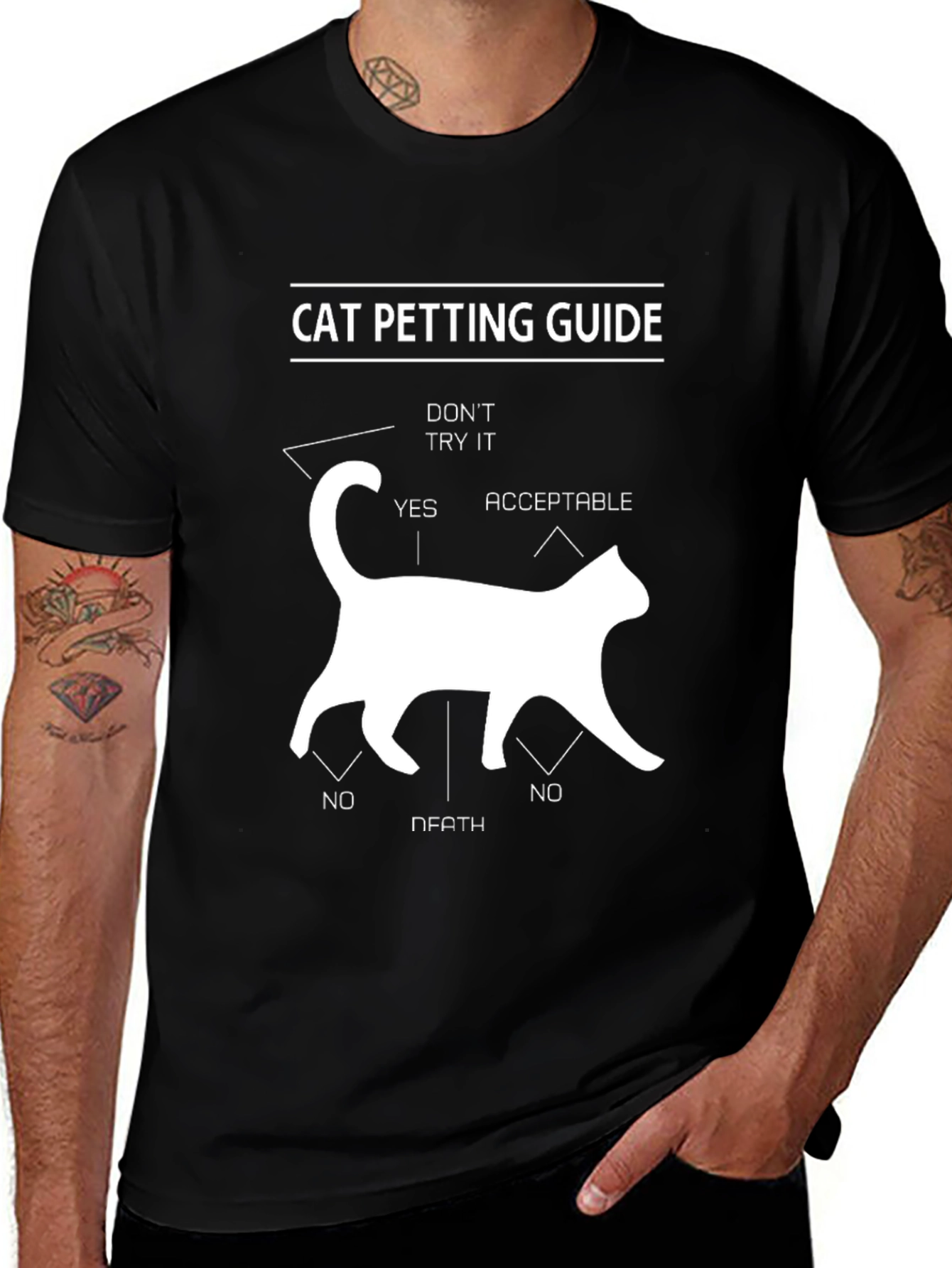 Variant 17 of Cat Petting Guide T-Shirt - Funny Cat Lover Tee