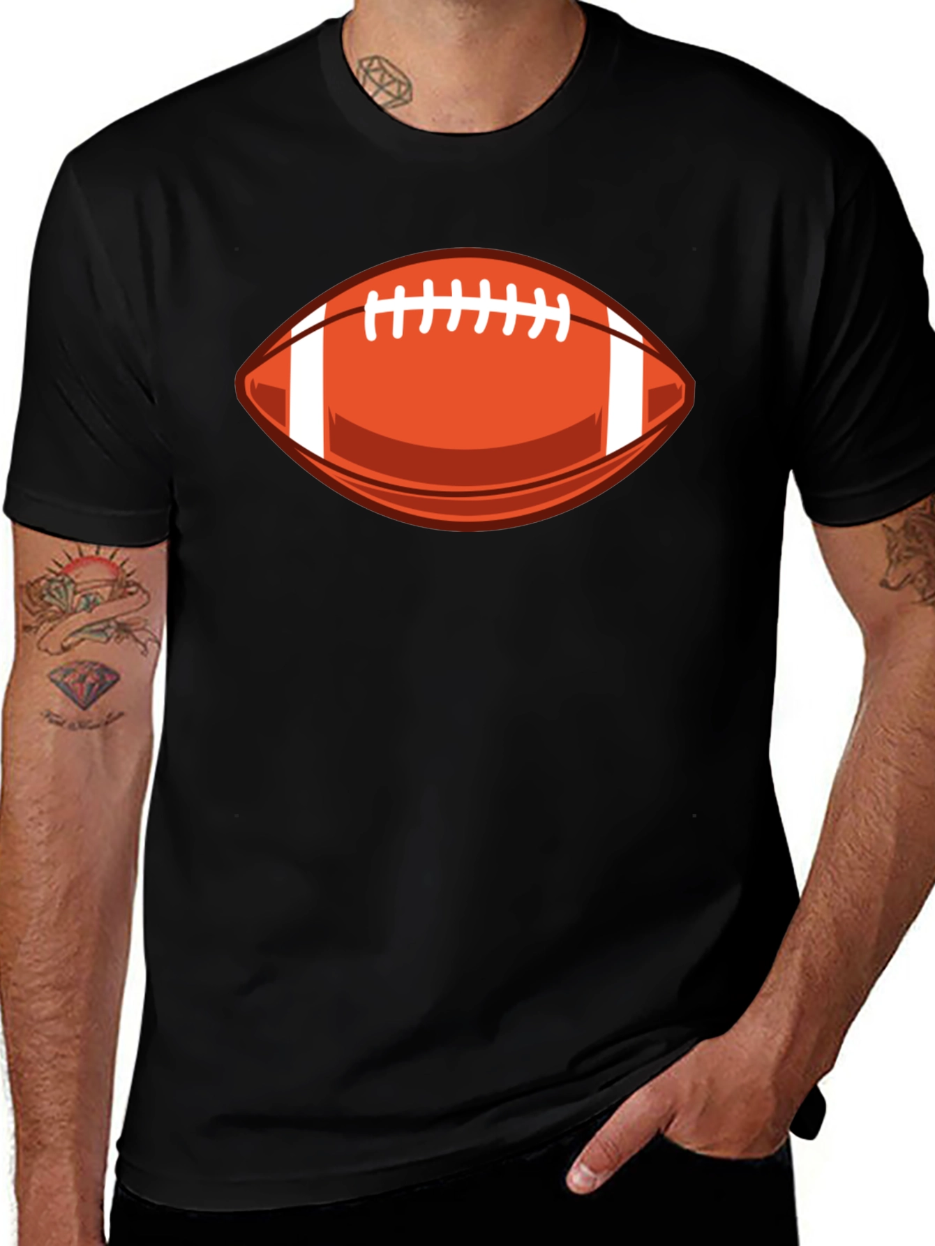 Variant 24 of Football Graphic Tee - Black Cotton T-Shirt