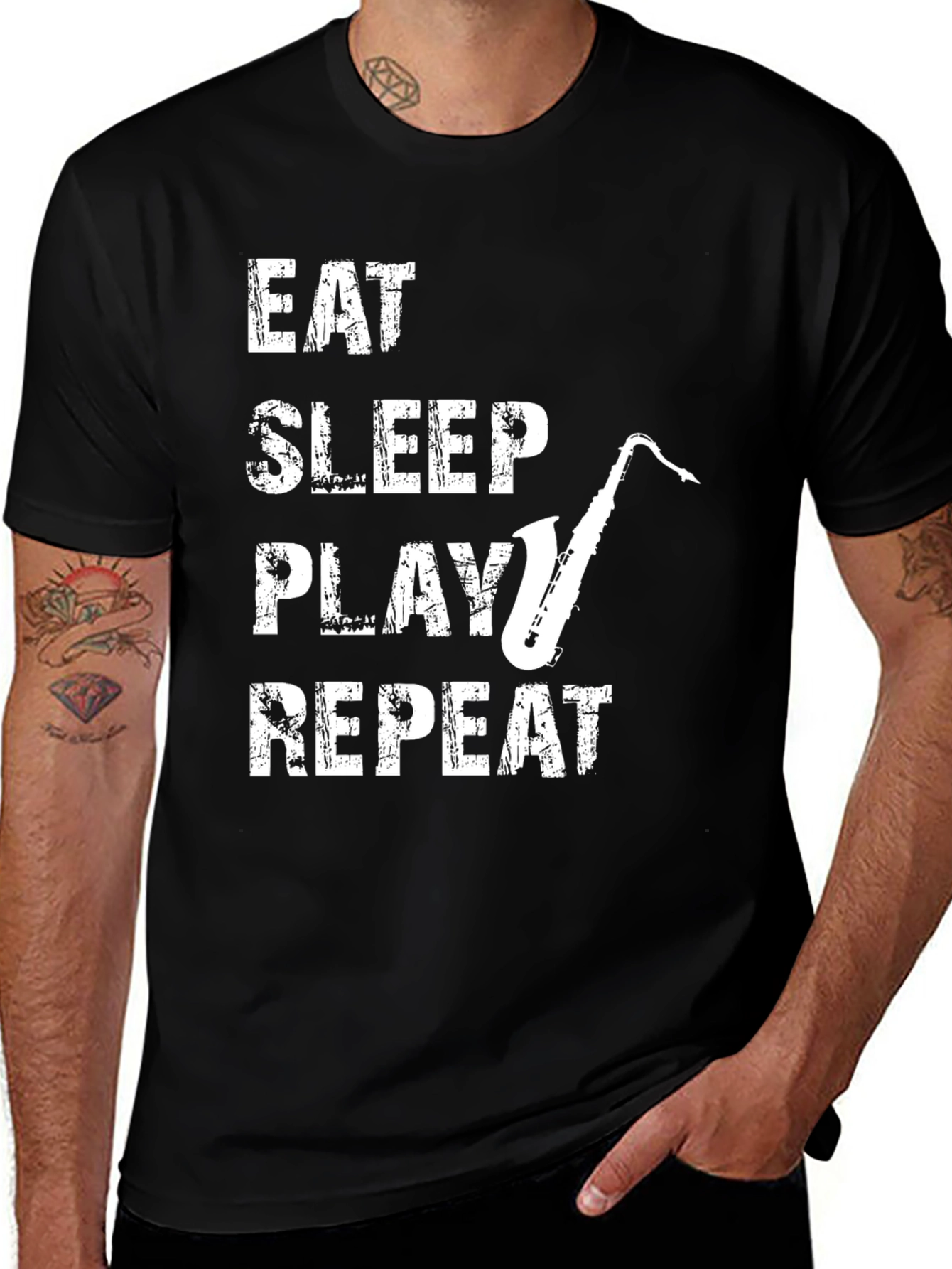 Variant 15 of Eat Sleep Play Saxophone Repeat T-Shirt