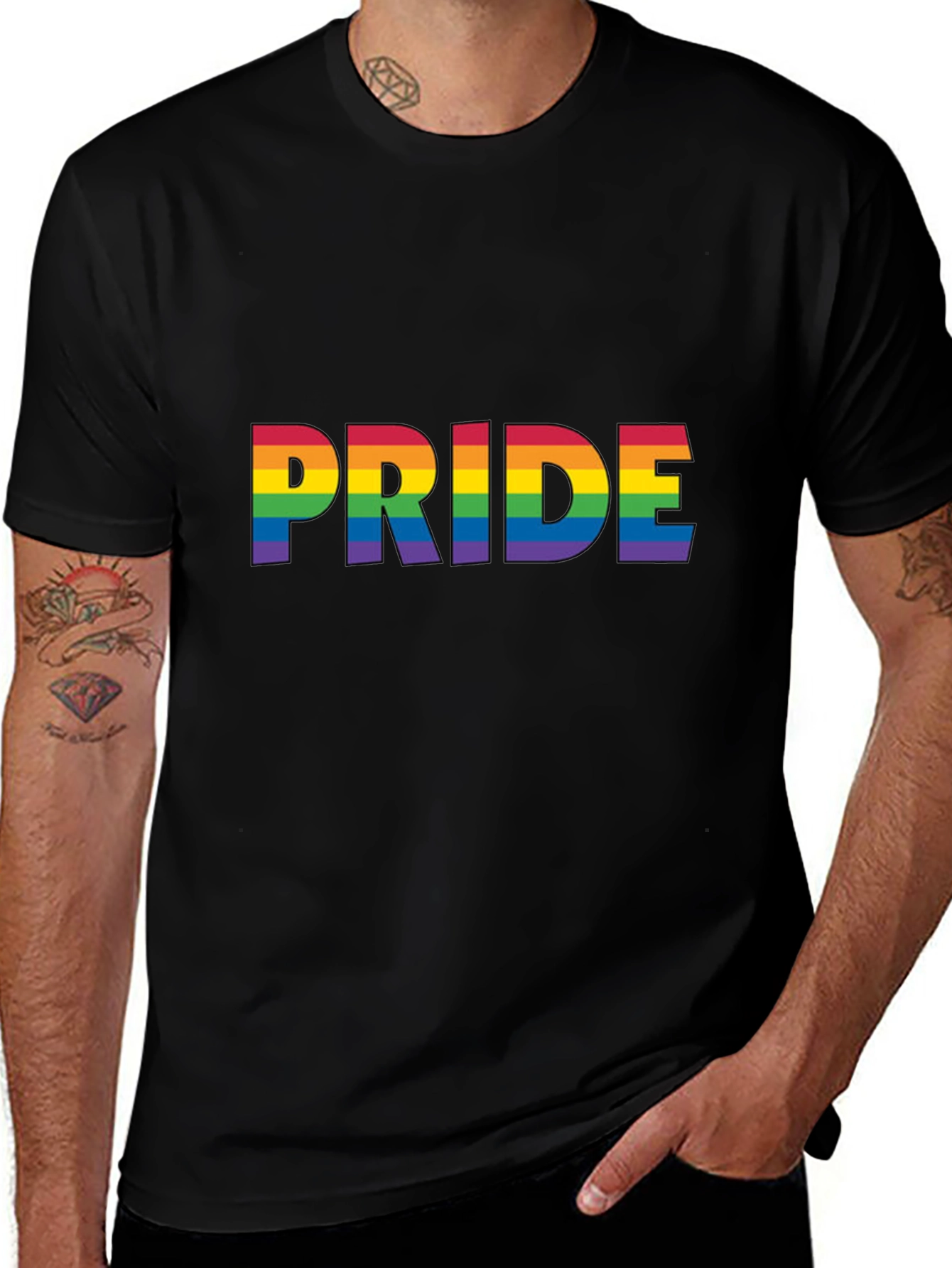 Pride Rainbow Graphic T-Shirt - Black