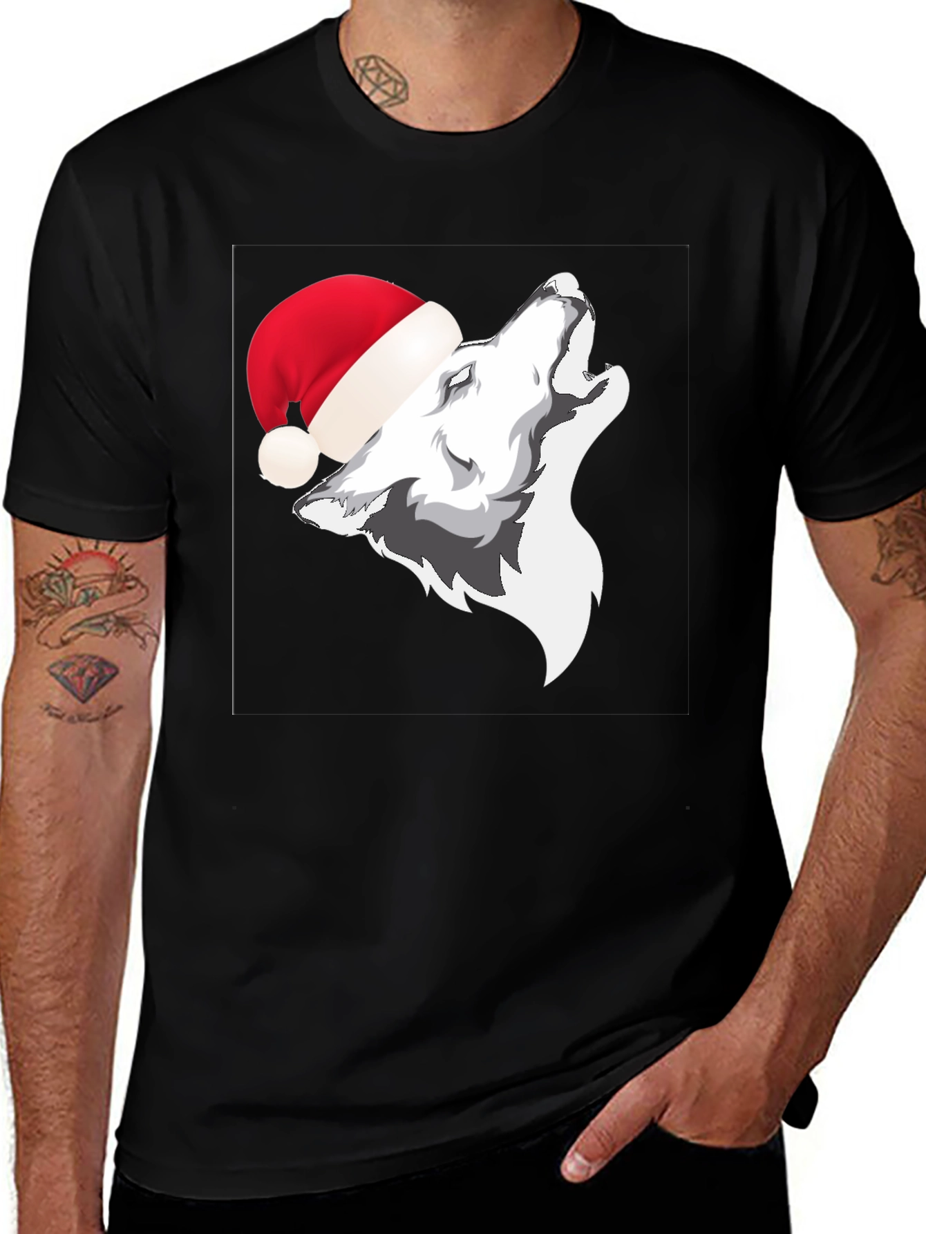 Variant 25 of Wolf in Santa Hat Graphic T-Shirt