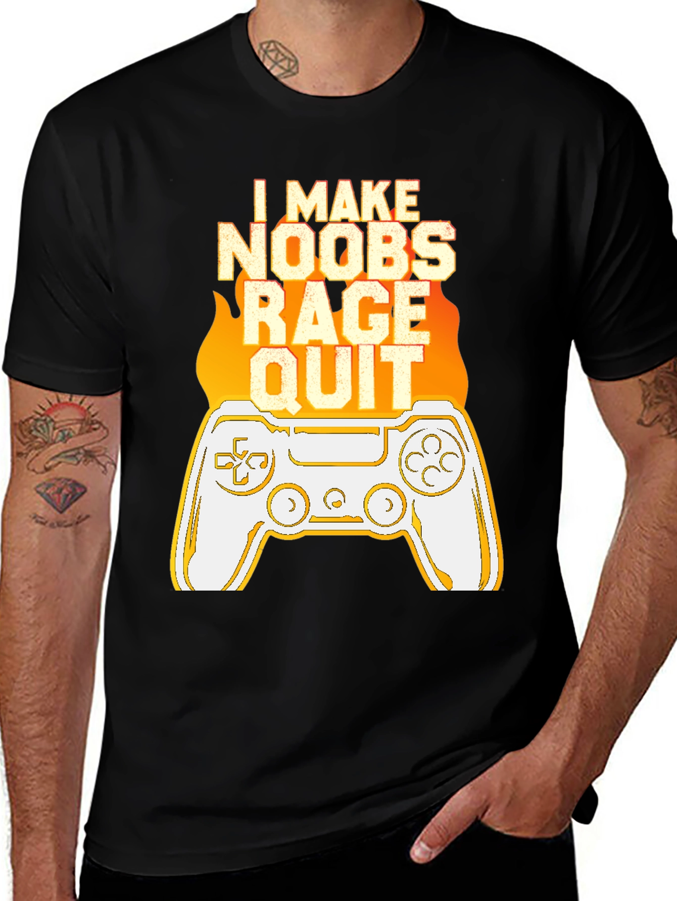 Variant 19 of I Make Noobs Rage Quit Black Gaming T-Shirt