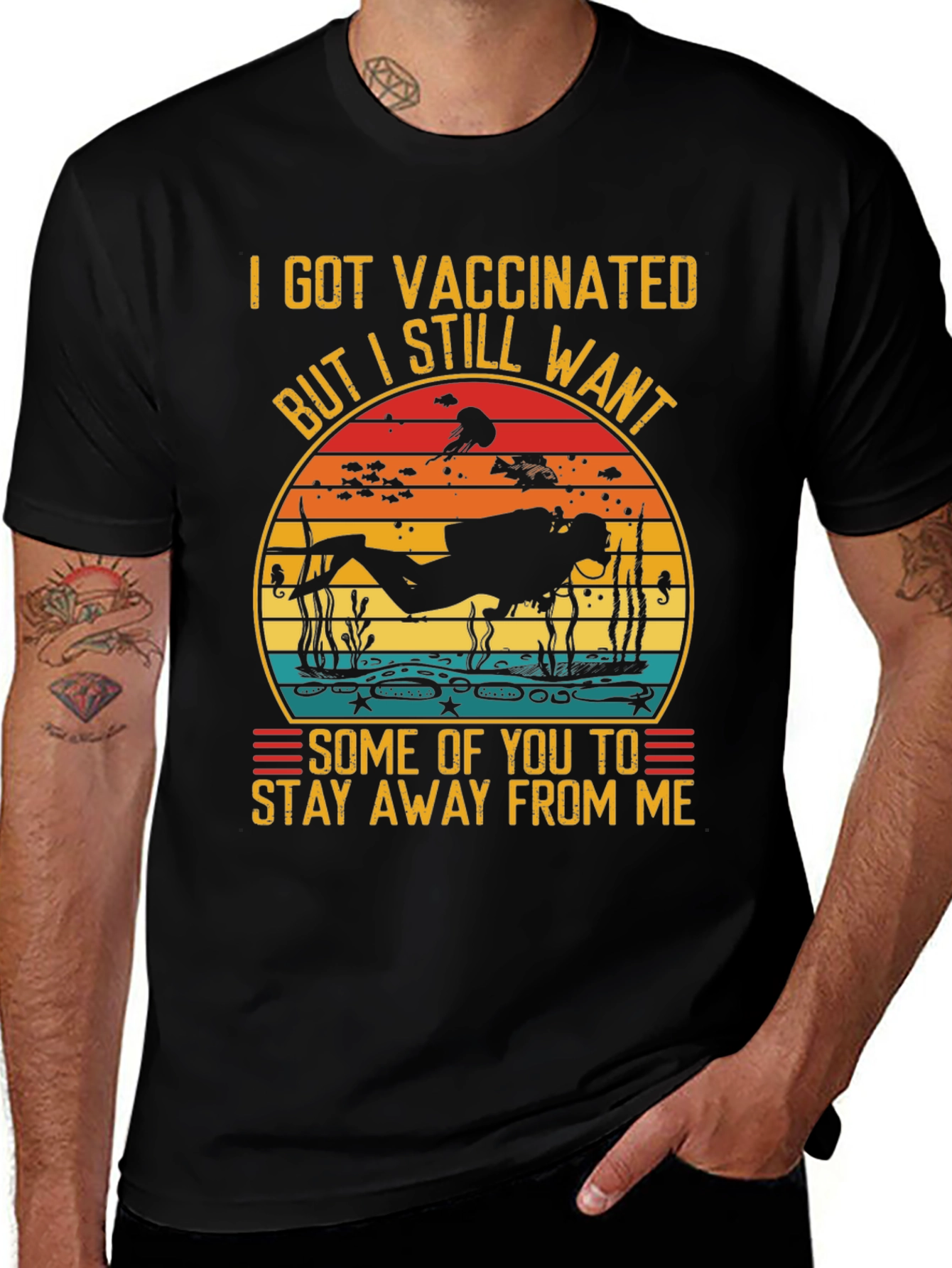 Variant 18 of Vaccinated Diver T-Shirt: Stay Away From Me