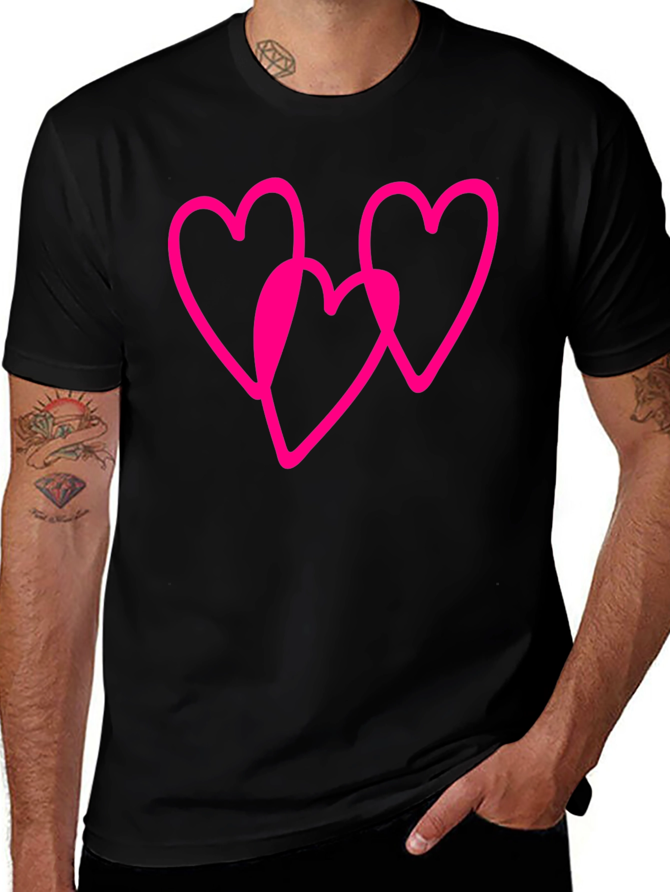 Variant 26 of Heart Trio Black Tee - Modern Love Graphic