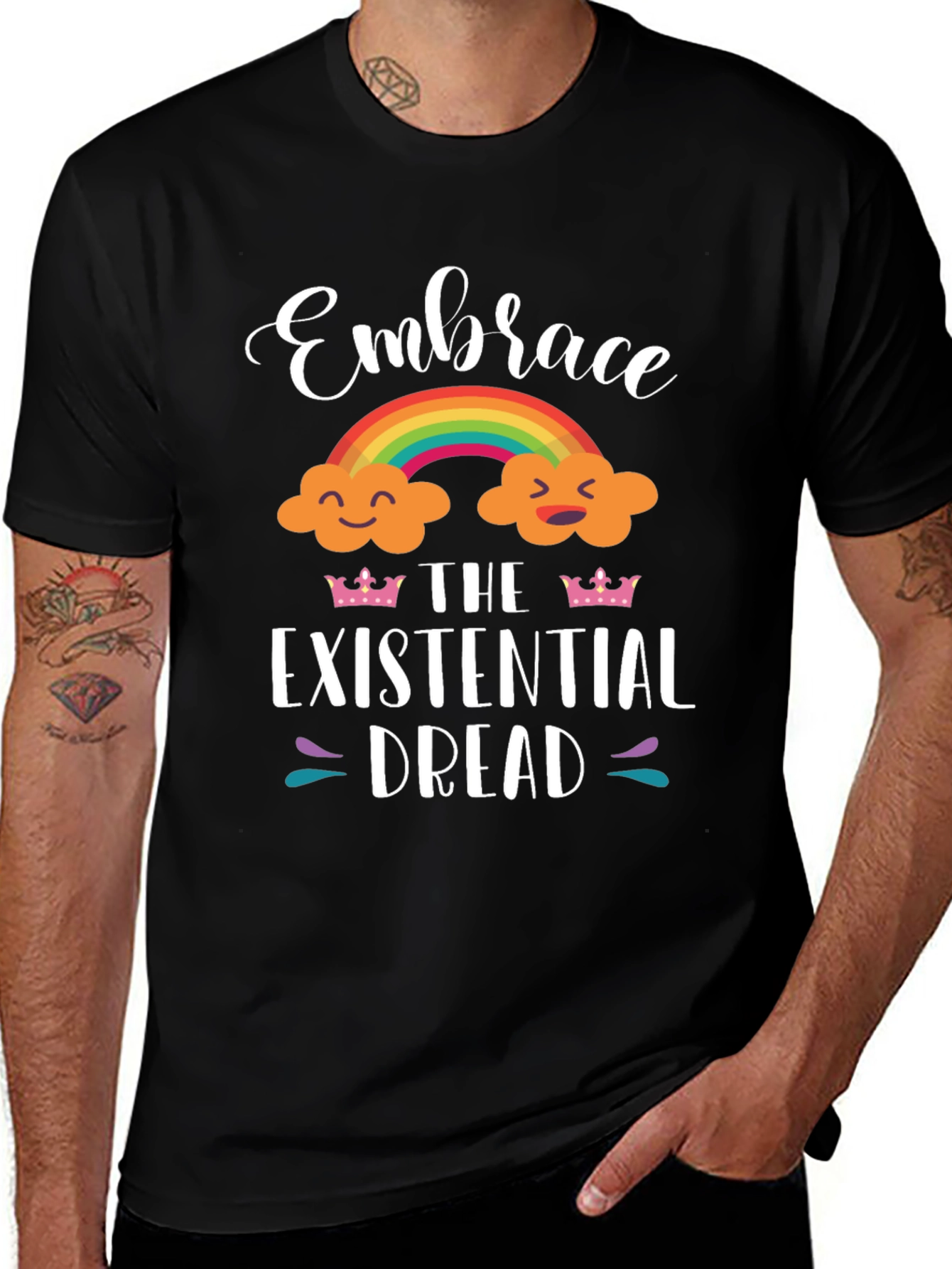 Variant 13 of Embrace Existential Dread T-Shirt - Rainbow Cloud Design