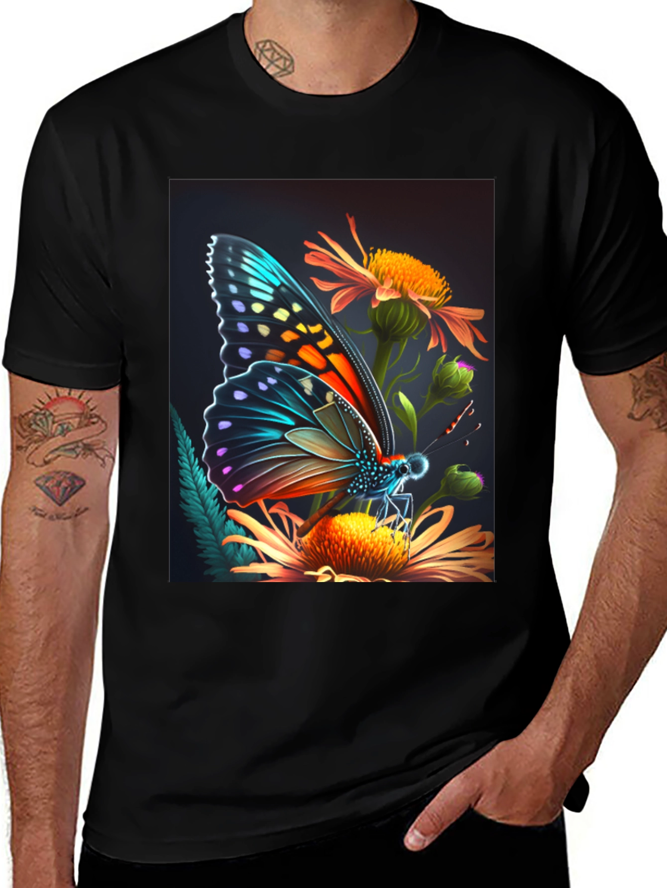 Variant 28 of Butterfly & Flower Graphic T-Shirt