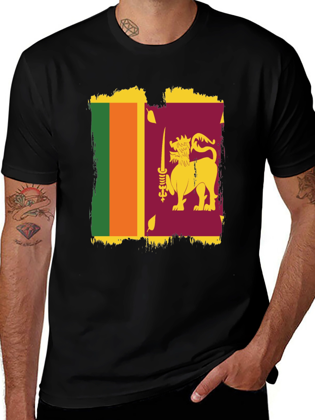 Sri Lanka Flag Graphic T-Shirt - Stylish Patriotic Tee
