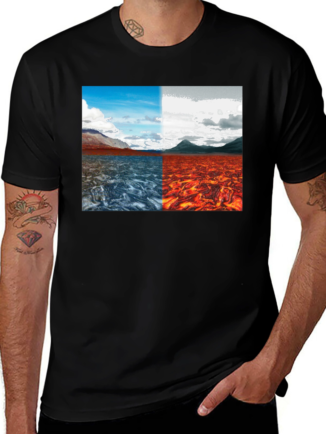 Variant 19 of Elemental Lands Graphic T-Shirt - Mens Black Tee