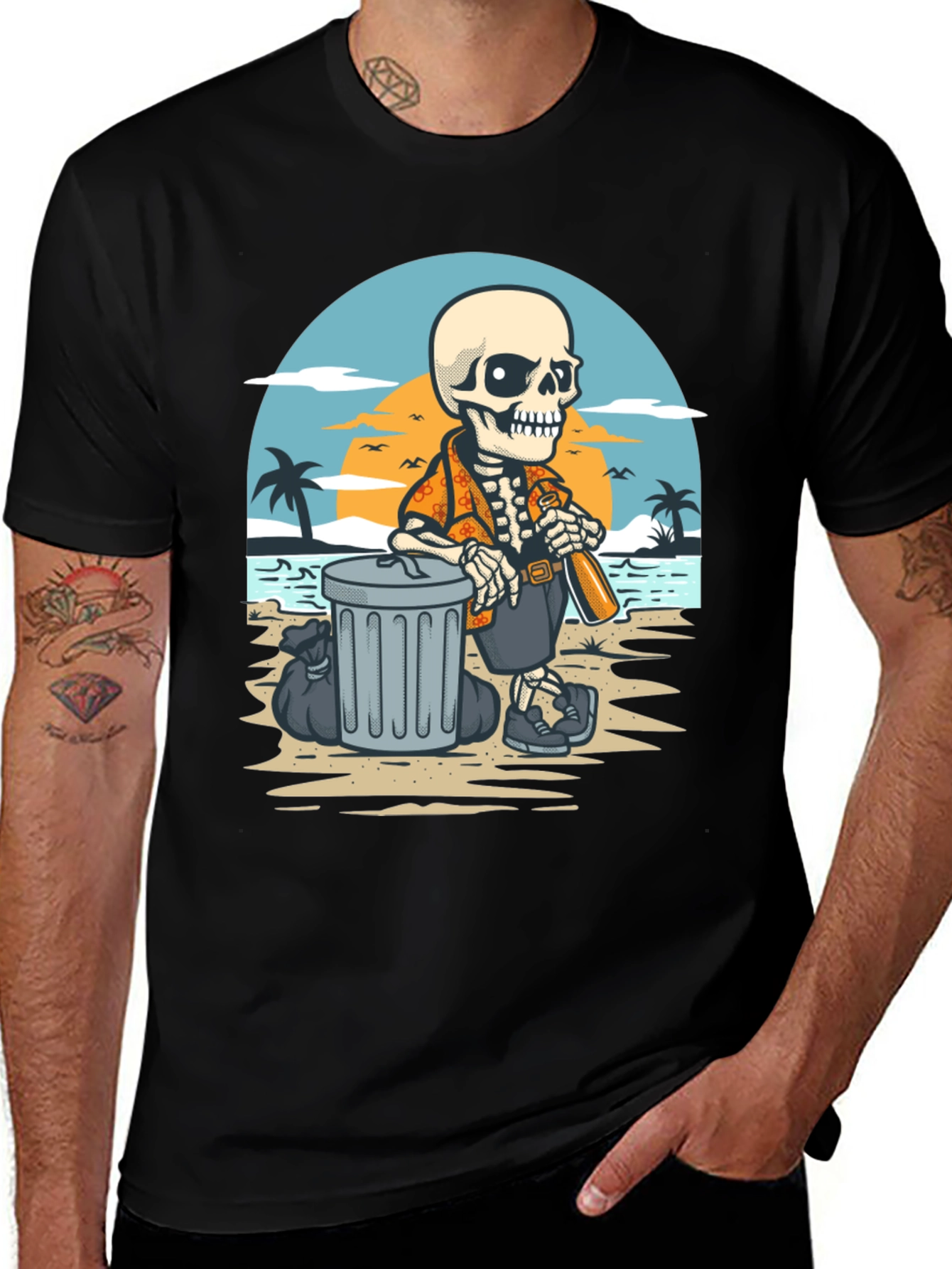 Variant 24 of Beach Skeleton T-Shirt - Clean Up Crew