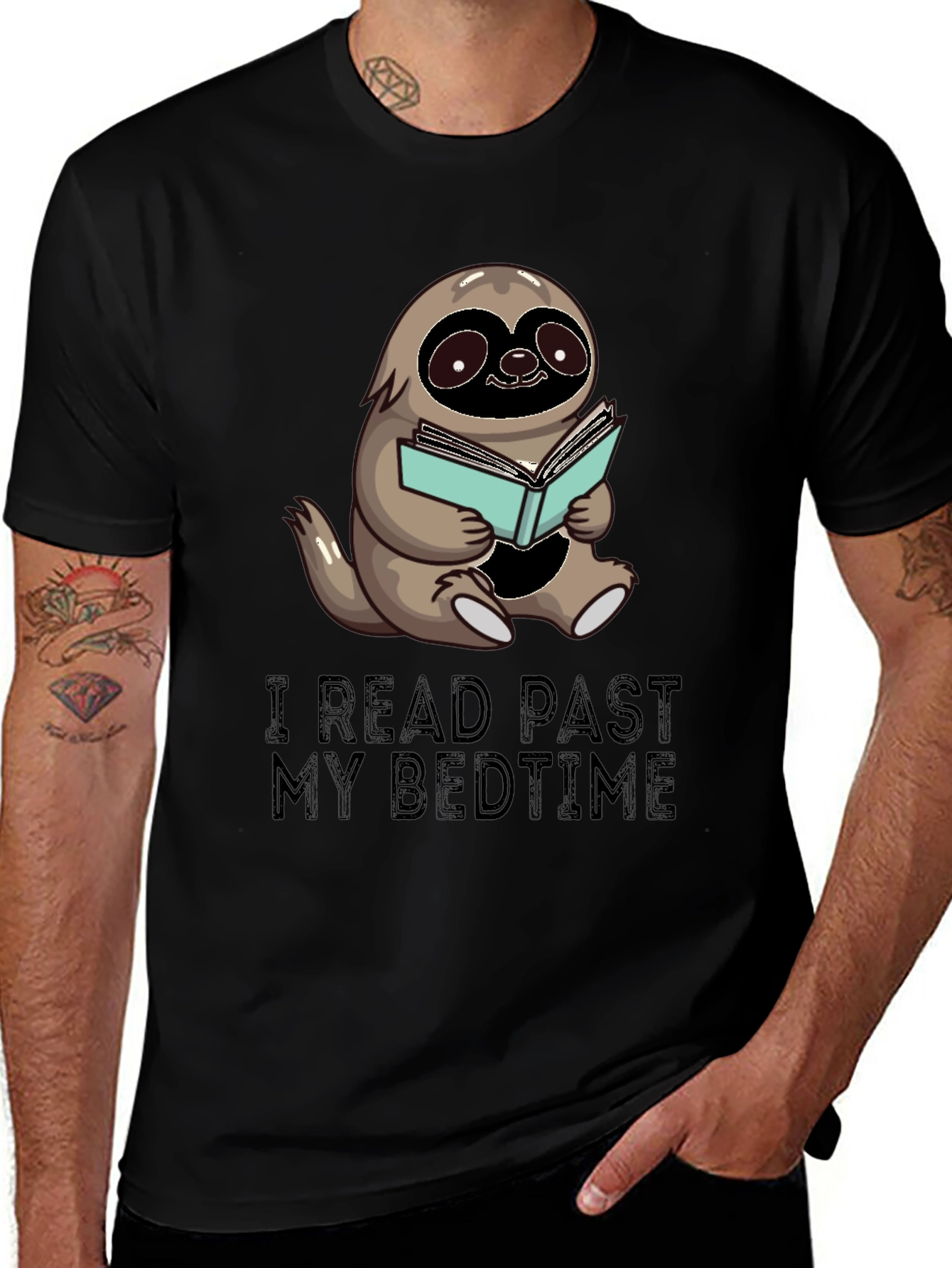 Variant 6 of Sloth Reading T-Shirt - I Read Past My Bedtime