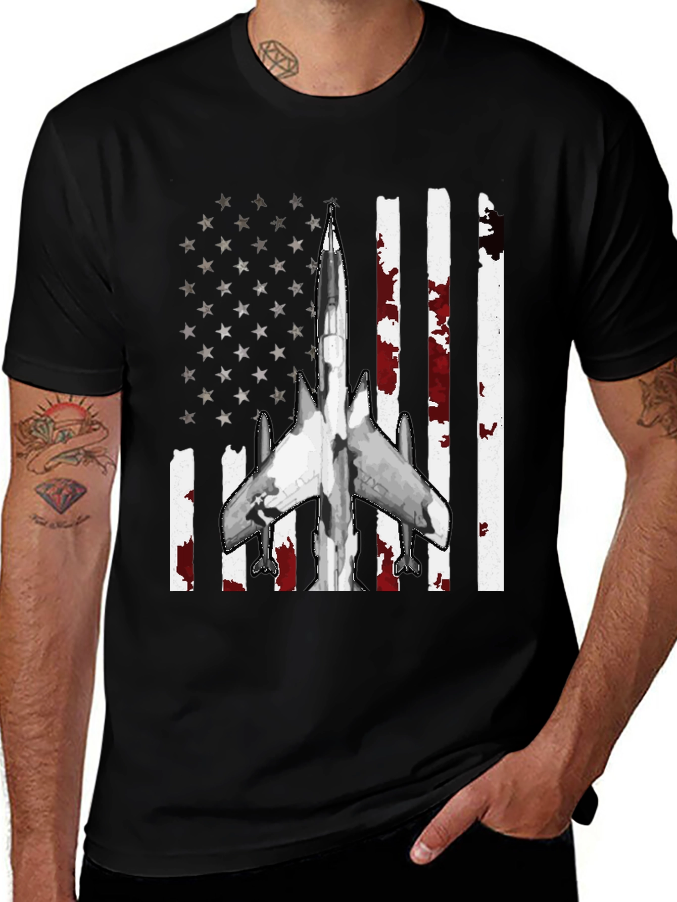 Variant 13 of American Flag Fighter Jet T-Shirt