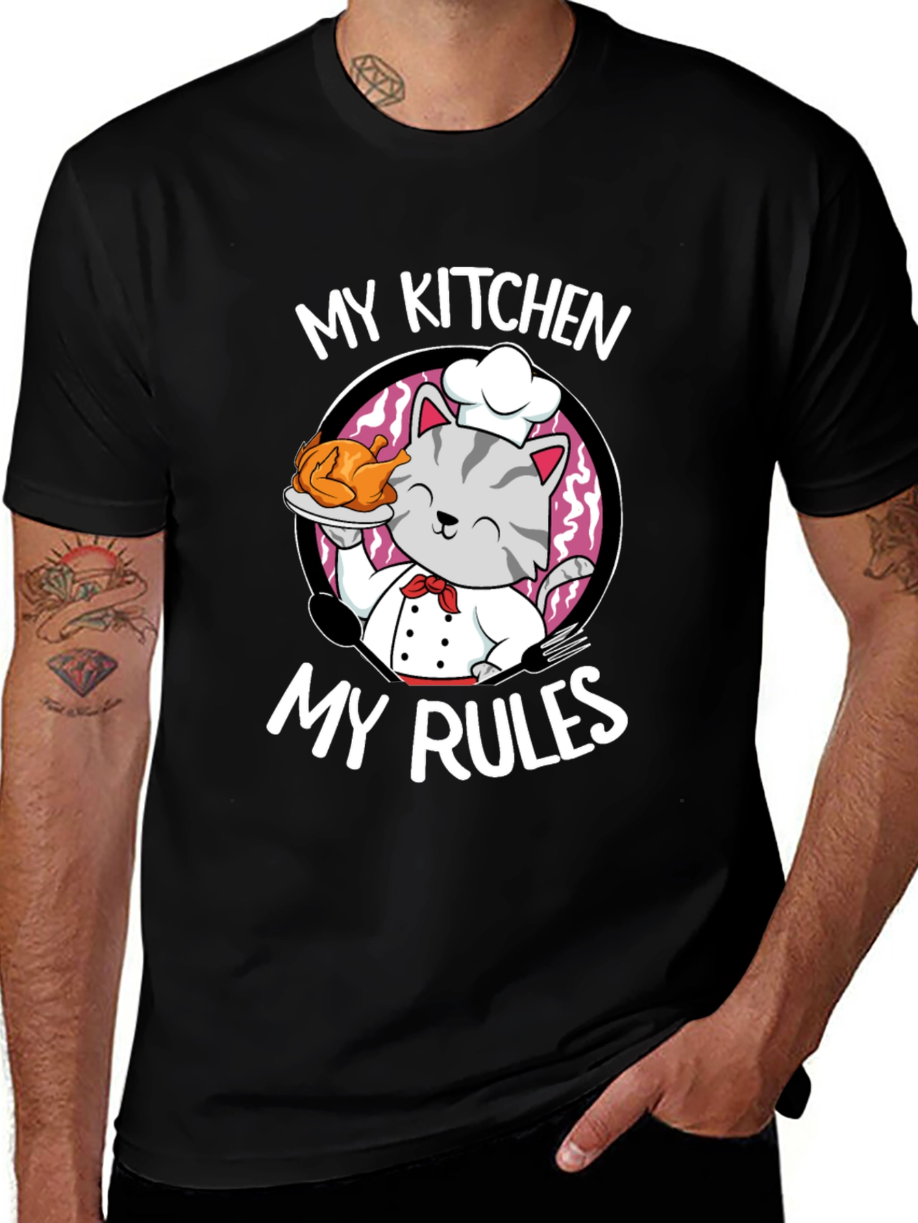 Variant 25 of My Kitchen My Rules Chef Cat T-Shirt