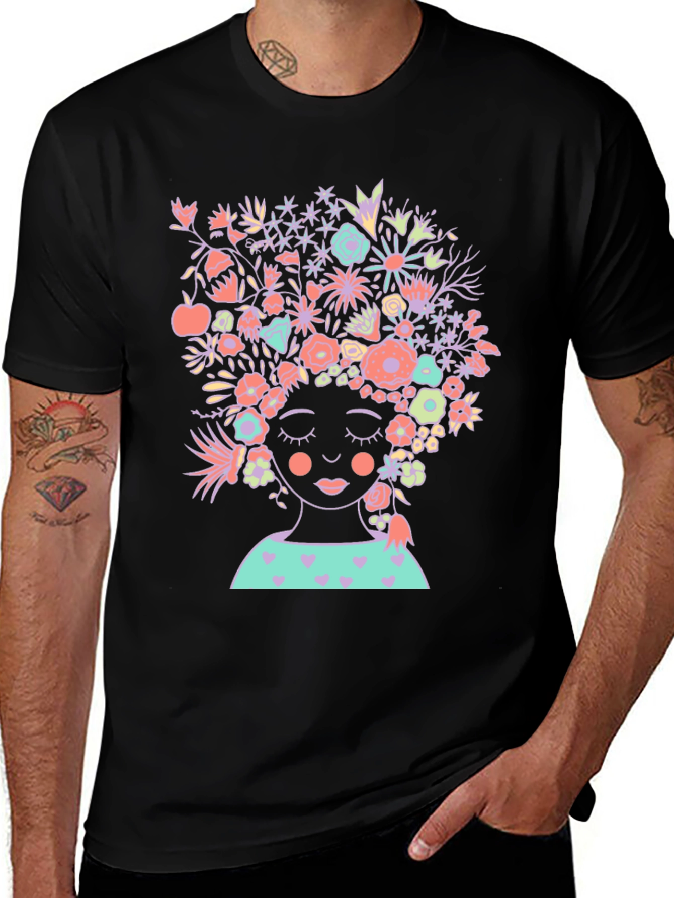 Variant 27 of Floral Crown Tee - Artistic Graphic Print T-Shirt