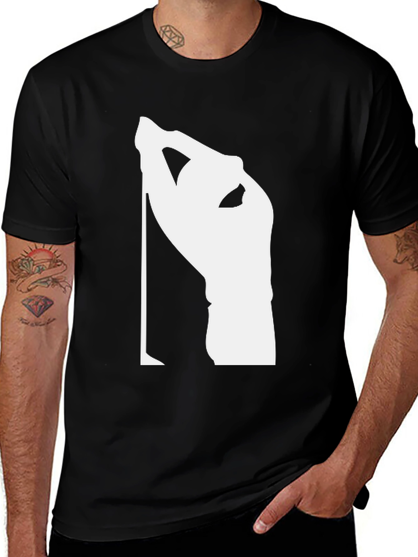 Variant 14 of Black T-Shirt with Unique White Graphic Print